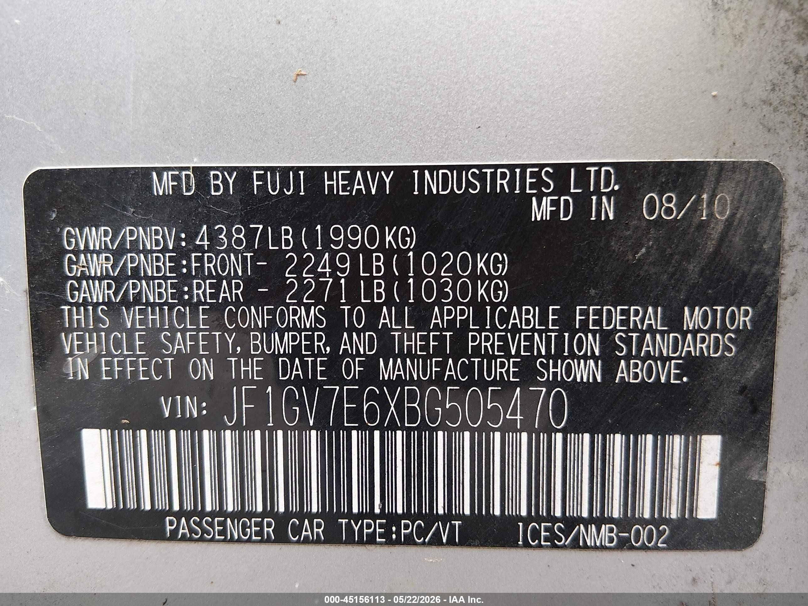 2011 Subaru Impreza Wrx Silver vin: JF1GV7E6XBG505470