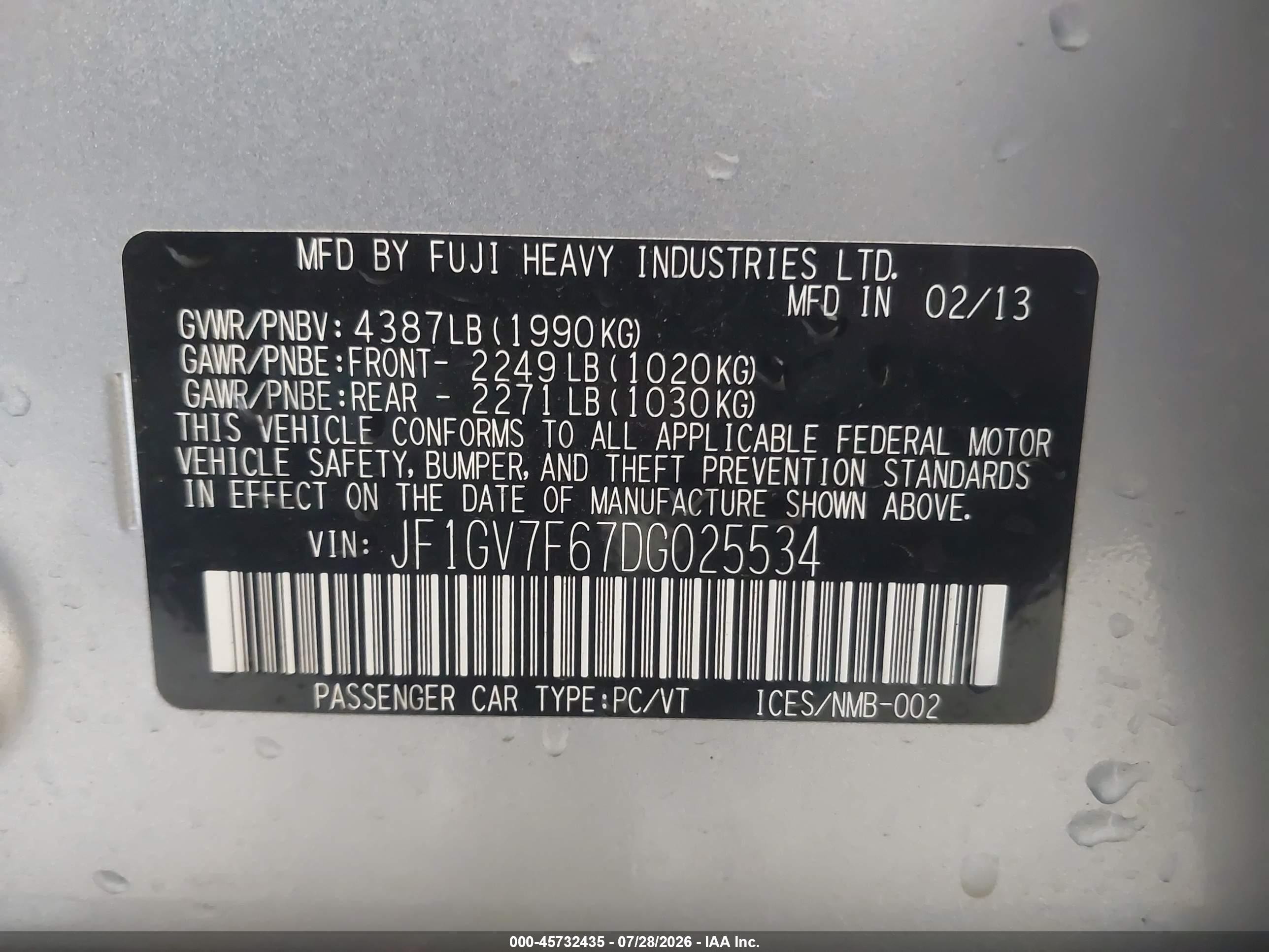 2013 Subaru Impreza Wrx Premium Серебряный vin: JF1GV7F67DG025534