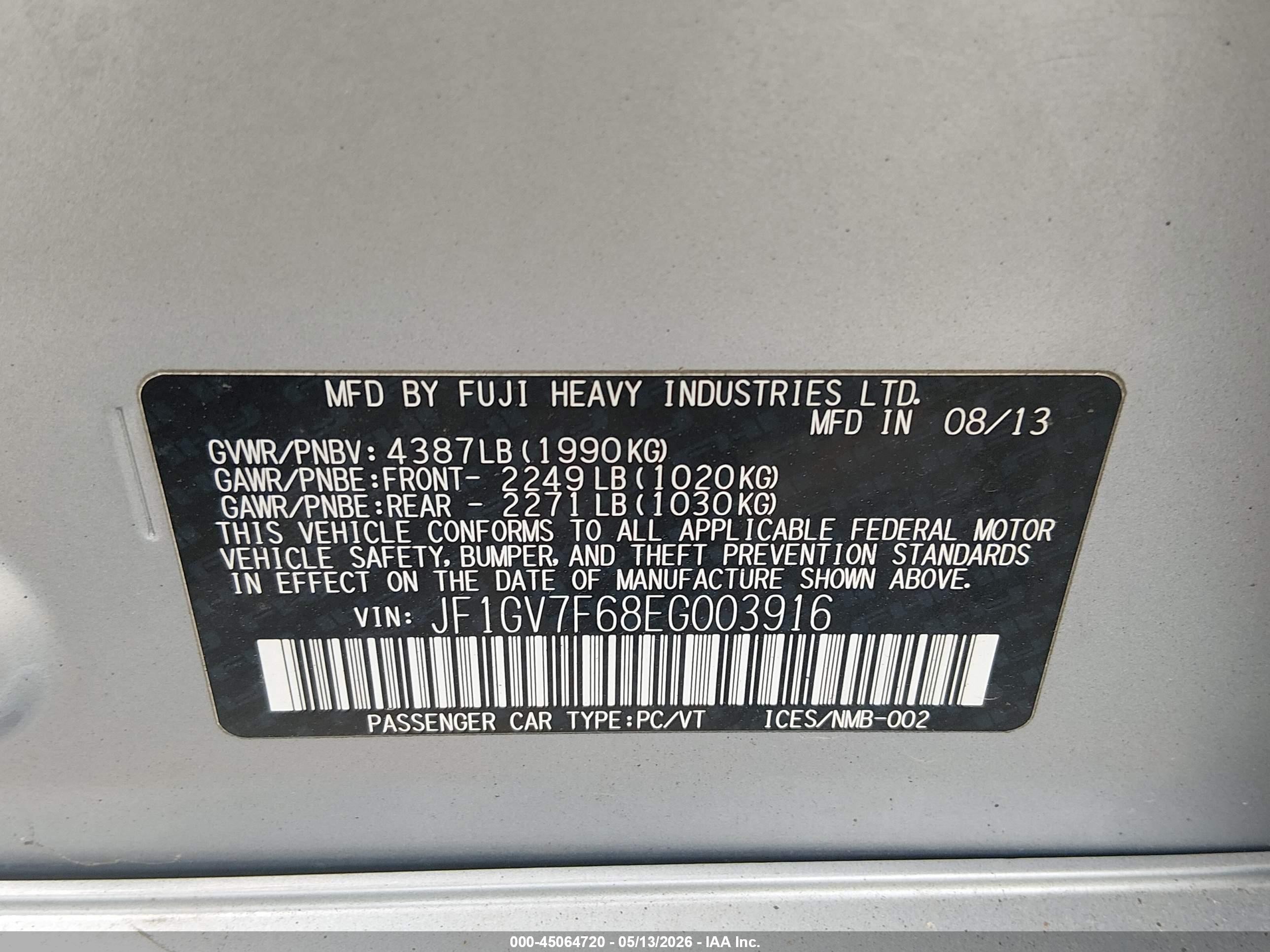 2014 Subaru Impreza Wrx Limited Silver vin: JF1GV7F68EG003916