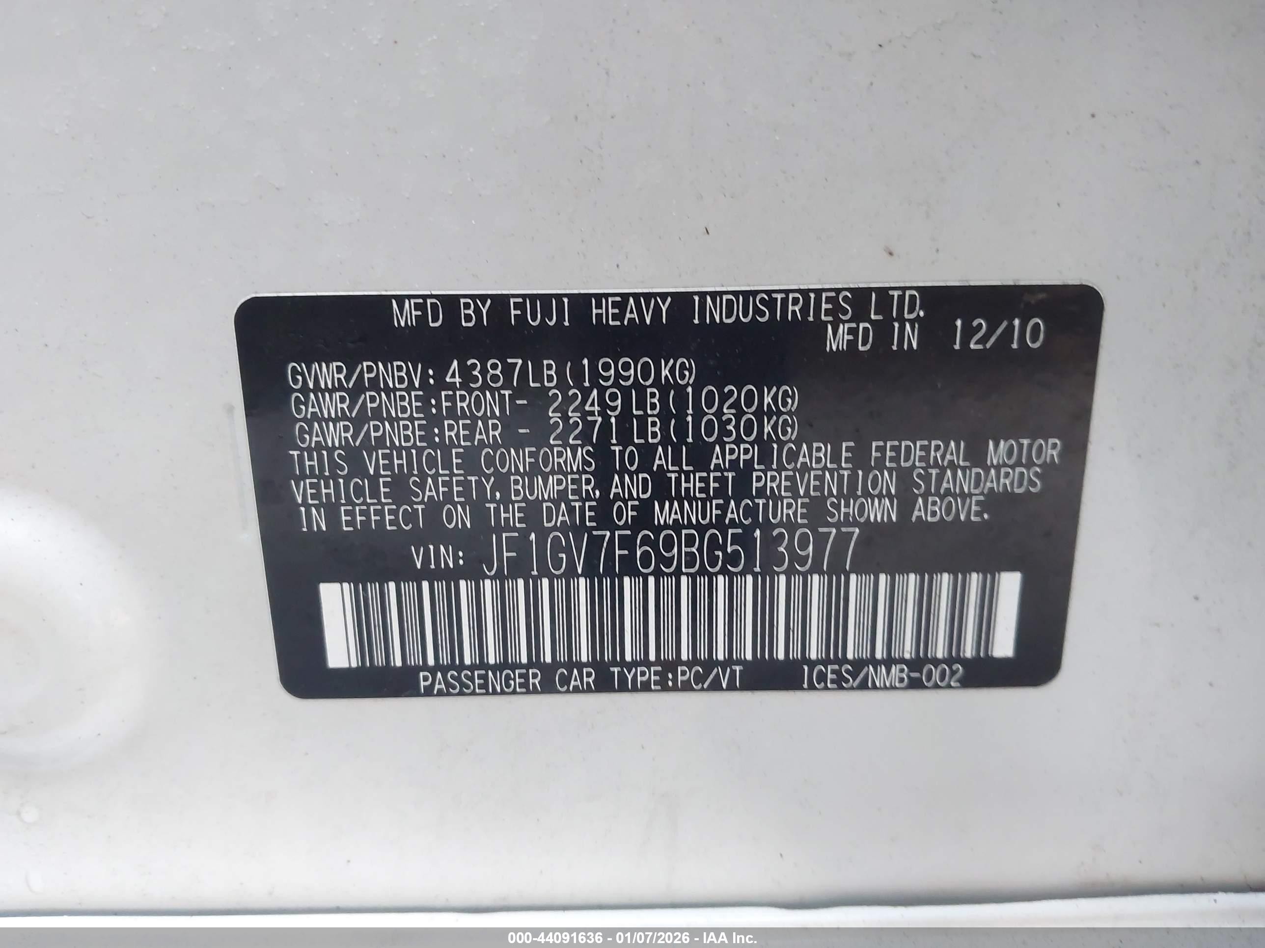 2011 Subaru Impreza Wrx Limited Белый vin: JF1GV7F69BG513977