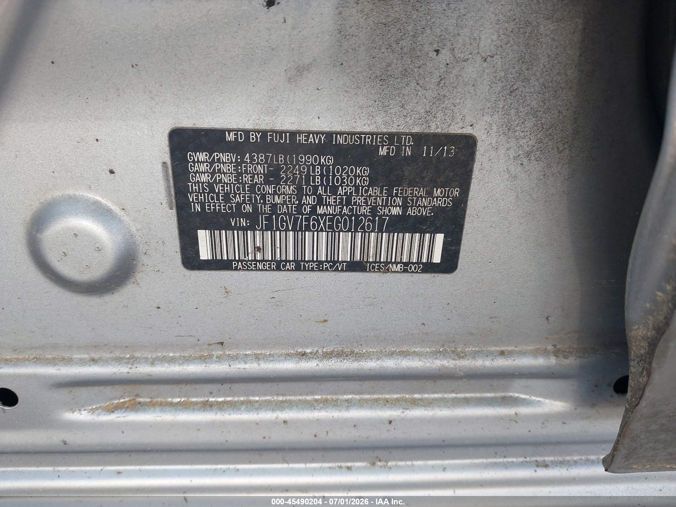 2014 Subaru Impreza Wrx Limited Gray vin: JF1GV7F6XEG012617