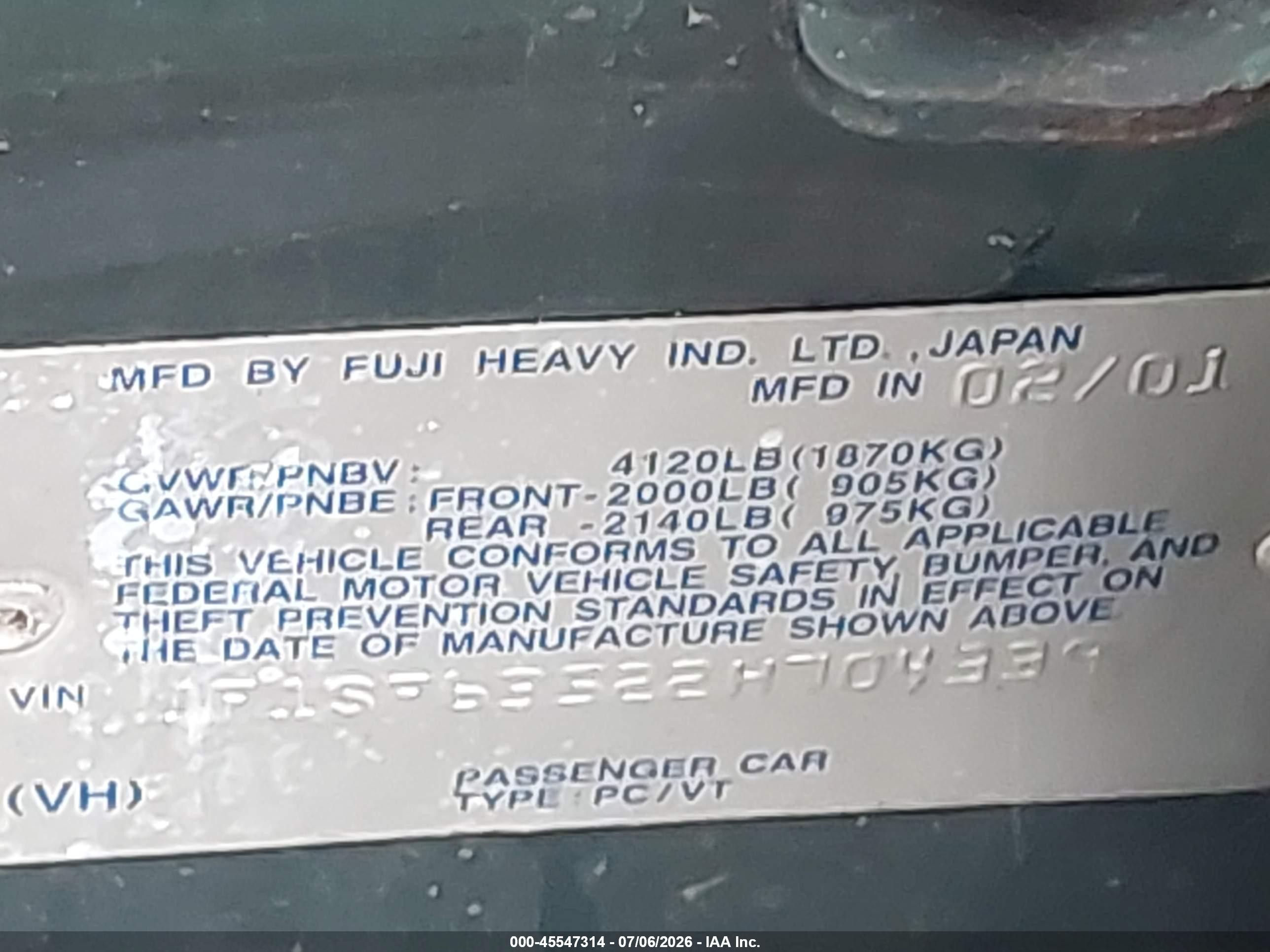 2002 Subaru Forester L Green vin: JF1SF63522H704339