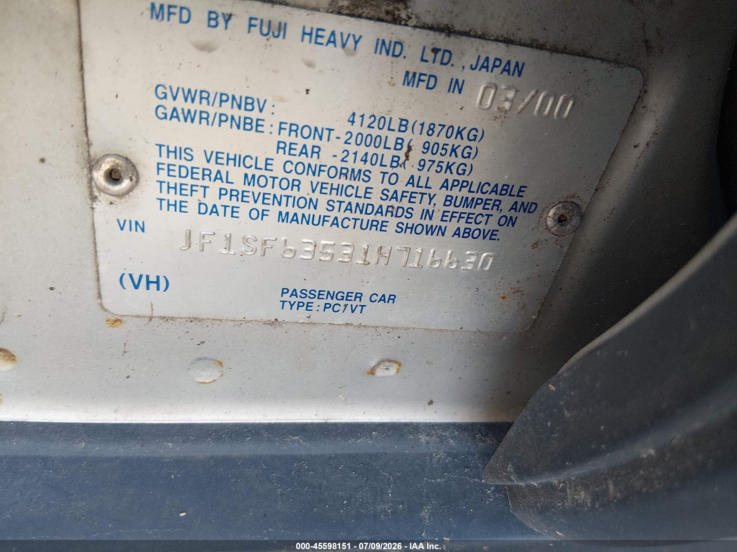 2001 Subaru Forester L Gray vin: JF1SF63531H716630