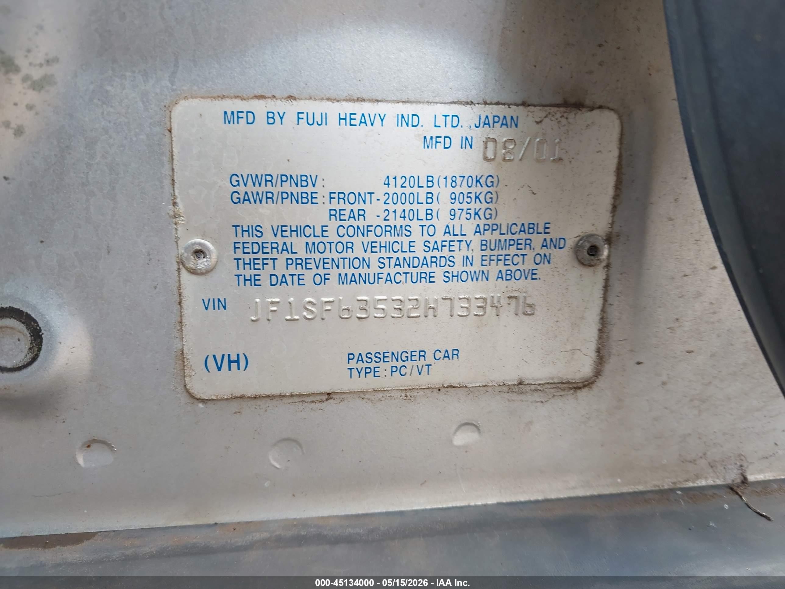 2002 Subaru Forester L Gray vin: JF1SF63532H733476