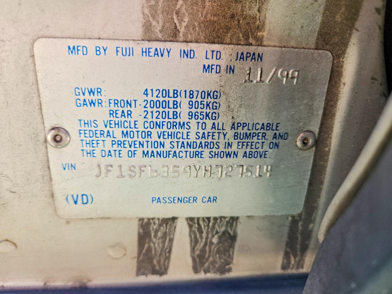 2000 Subaru Forester L Серебряный vin: JF1SF6359YH727514