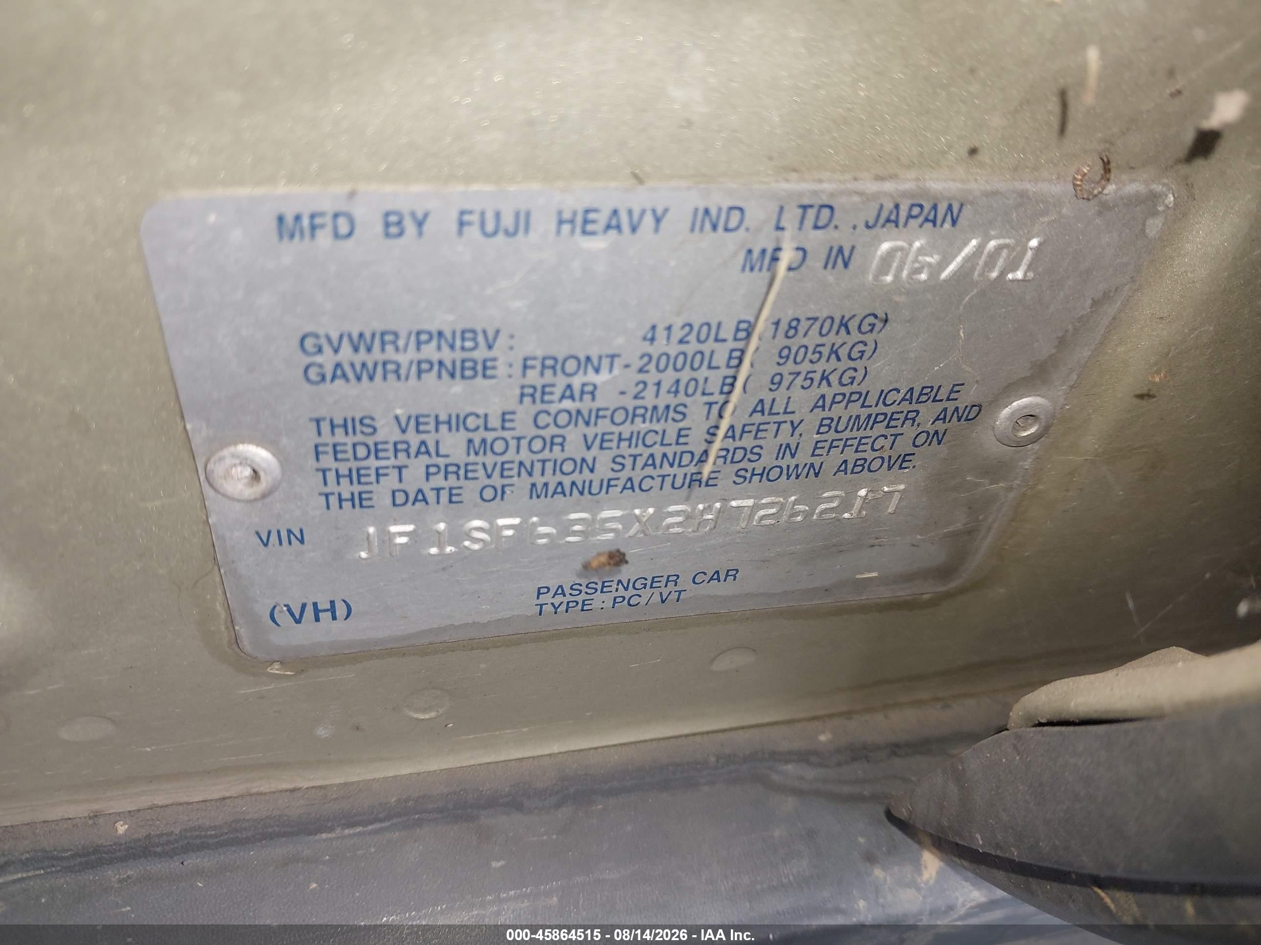 2002 Subaru Forester L Green vin: JF1SF635X2H726217