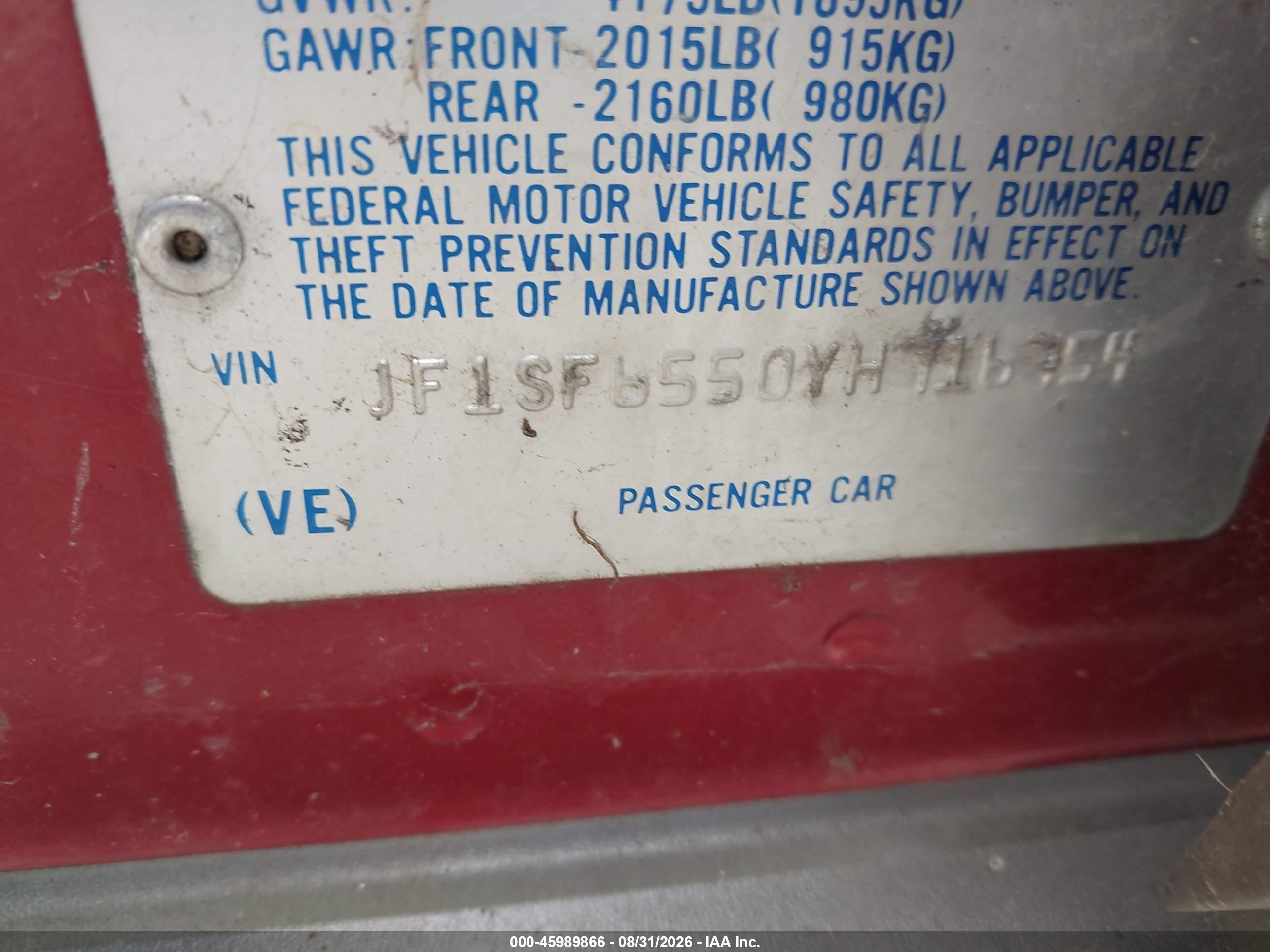 2000 Subaru Forester S Red vin: JF1SF6550YH716754
