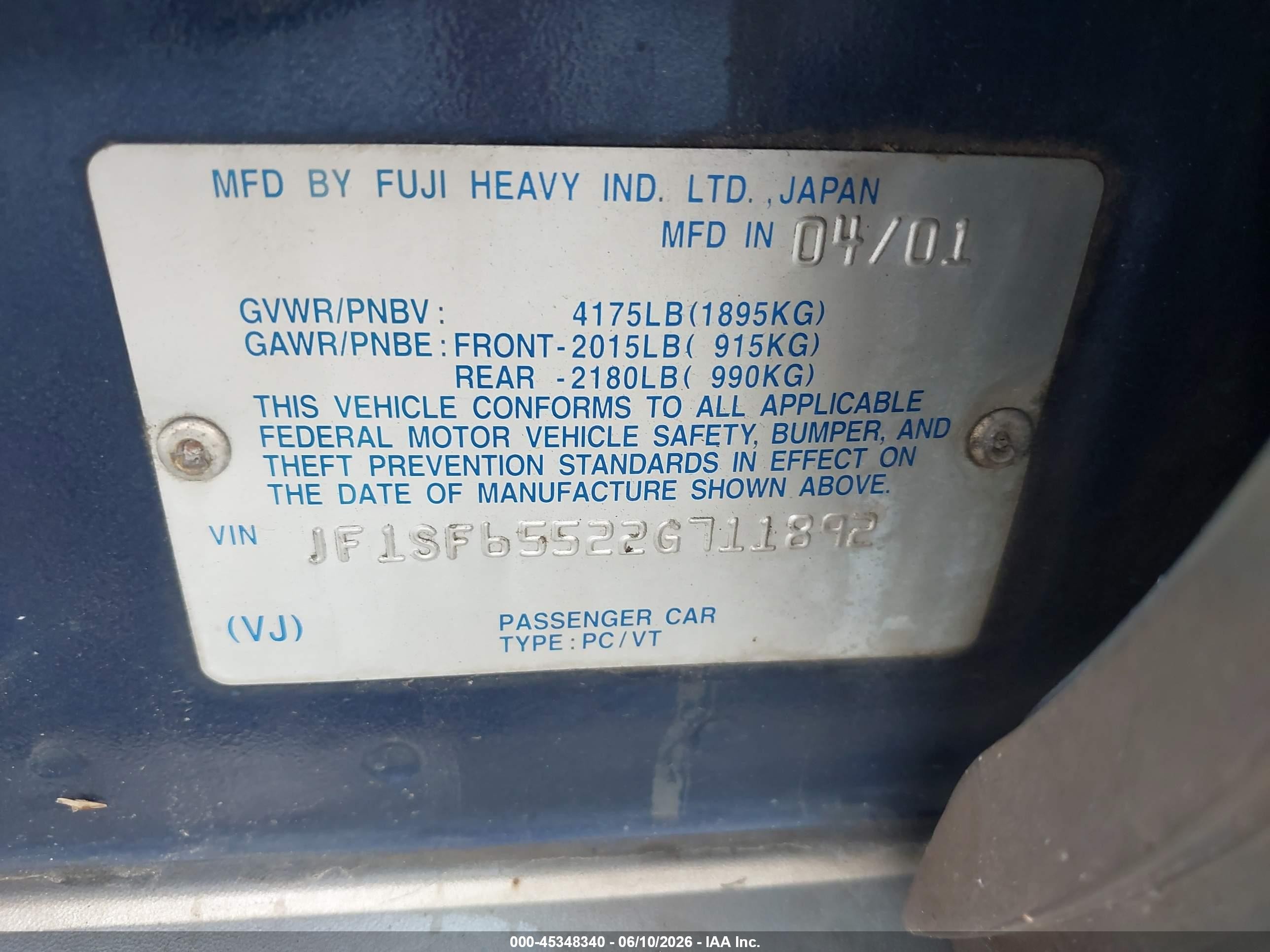 2002 Subaru Forester S Blue vin: JF1SF65522G711892