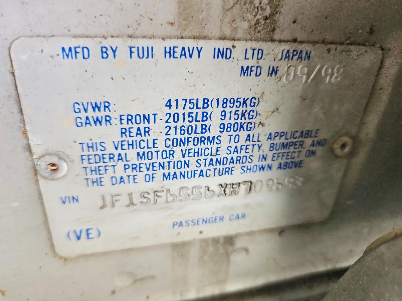 1999 Subaru Forester S Beige vin: JF1SF6556XH709693