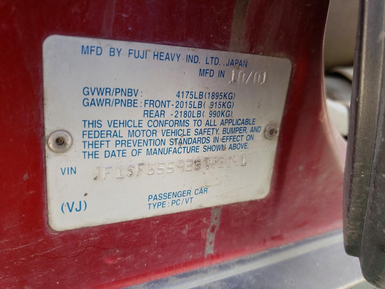 2002 Subaru Forester S Red vin: JF1SF65592G742041