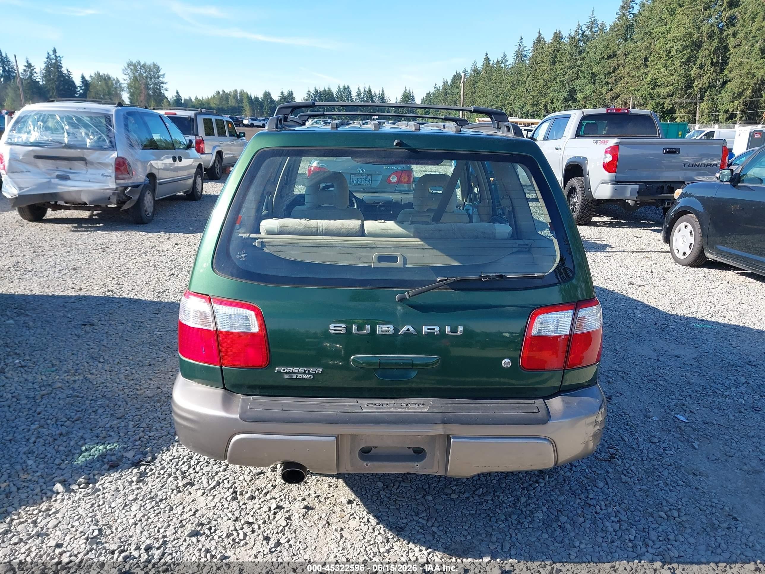 2002 Subaru Forester S Green vin: JF1SF65592G747143