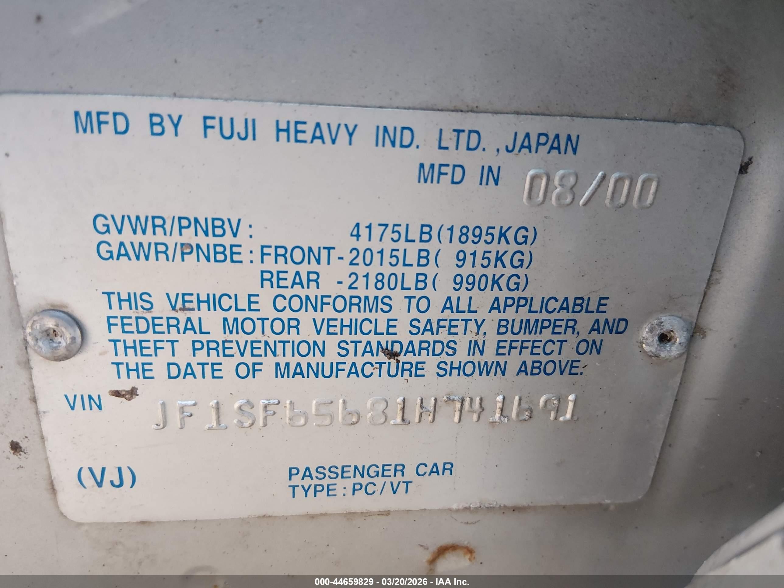 2001 Subaru Forester S Silver vin: JF1SF65681H741691