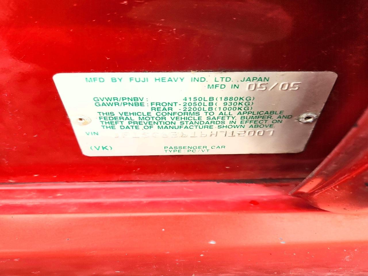2006 Subaru Forester 2.5x Red vin: JF1SG63616H712007