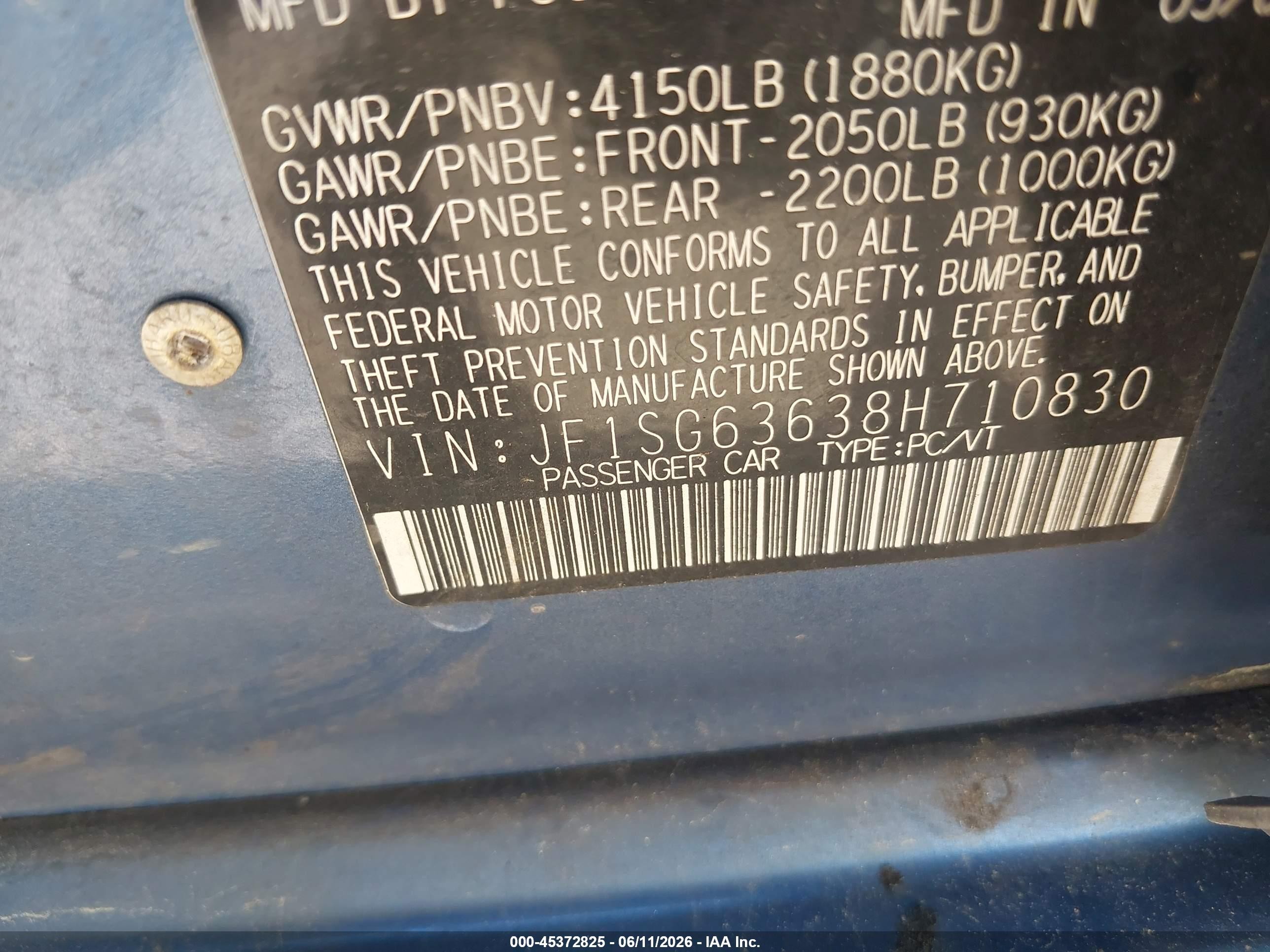 2008 Subaru Forester 2.5x Blue vin: JF1SG63638H710830