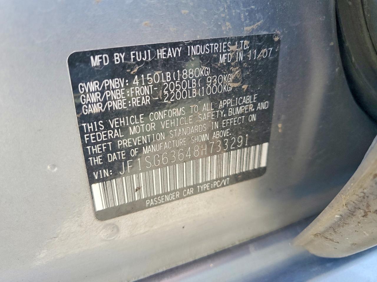2008 Subaru Forester 2.5x Серебряный vin: JF1SG63648H733291