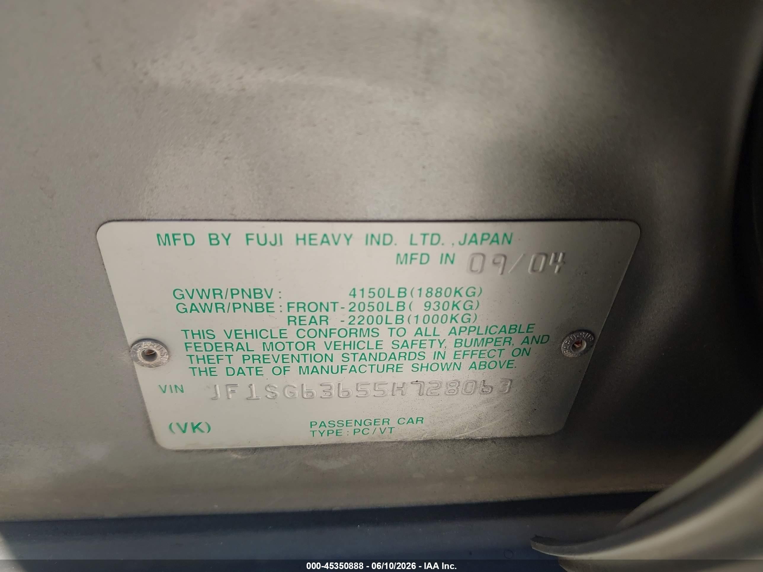 2005 Subaru Forester 2.5x Серебряный vin: JF1SG63655H728063