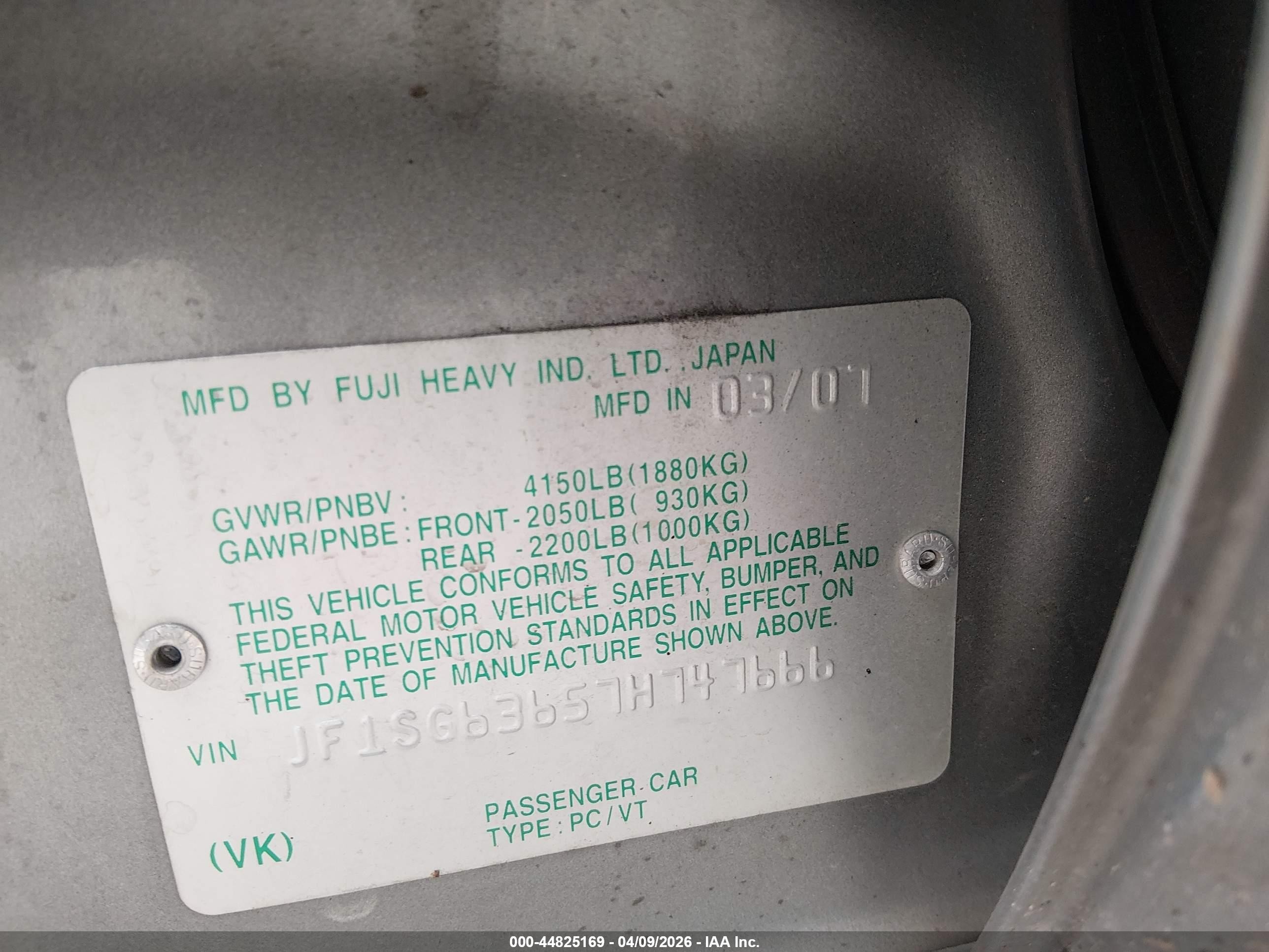 2007 Subaru Forester 2.5x Silver vin: JF1SG63657H747666