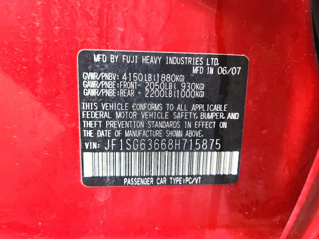 2008 Subaru Forester 2.5x Red vin: JF1SG63668H715875