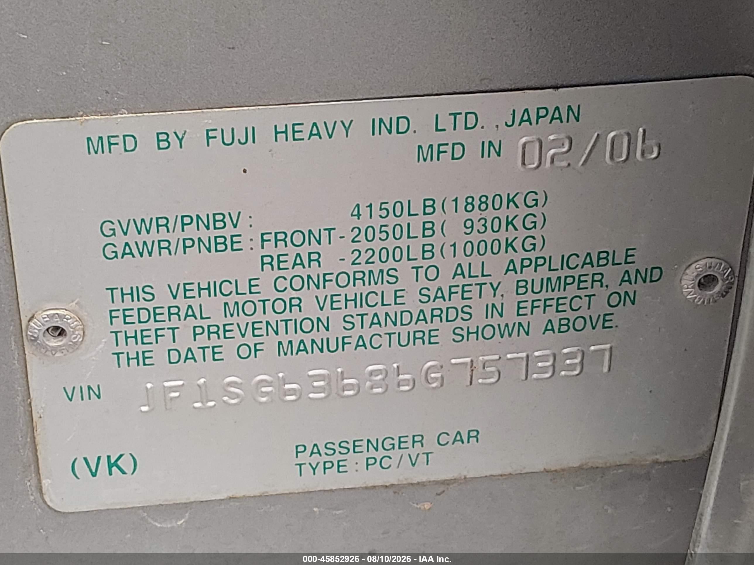 2006 Subaru Forester 2.5x Silver vin: JF1SG63686G757337
