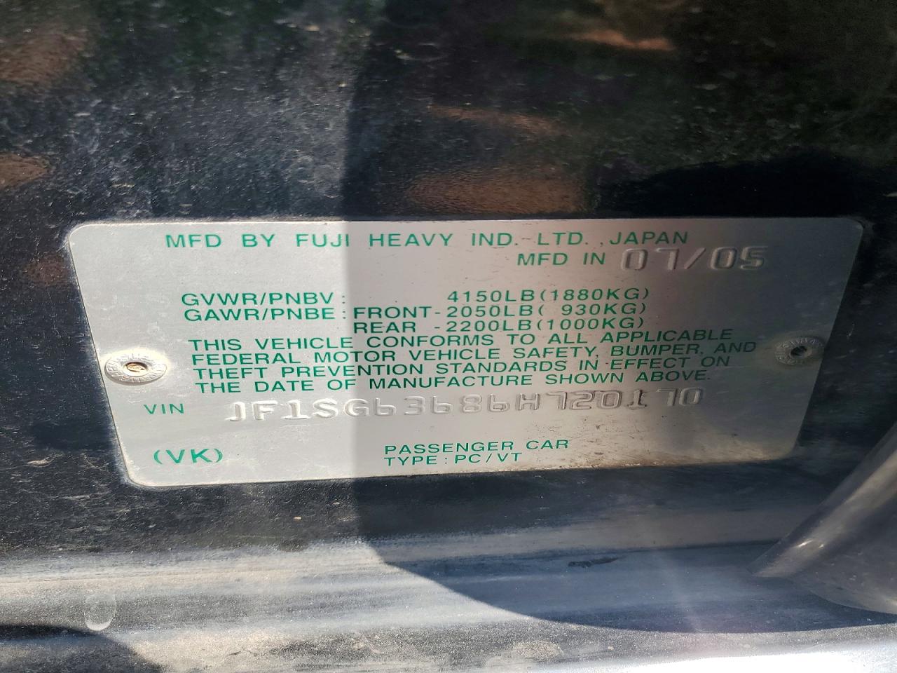 2006 Subaru Forester 2.5x Black vin: JF1SG63686H720170