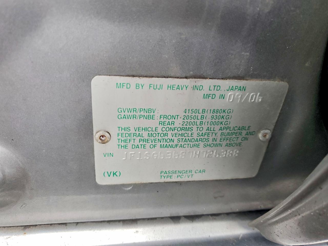 2007 Subaru Forester 2.5x Silver vin: JF1SG63687H726388