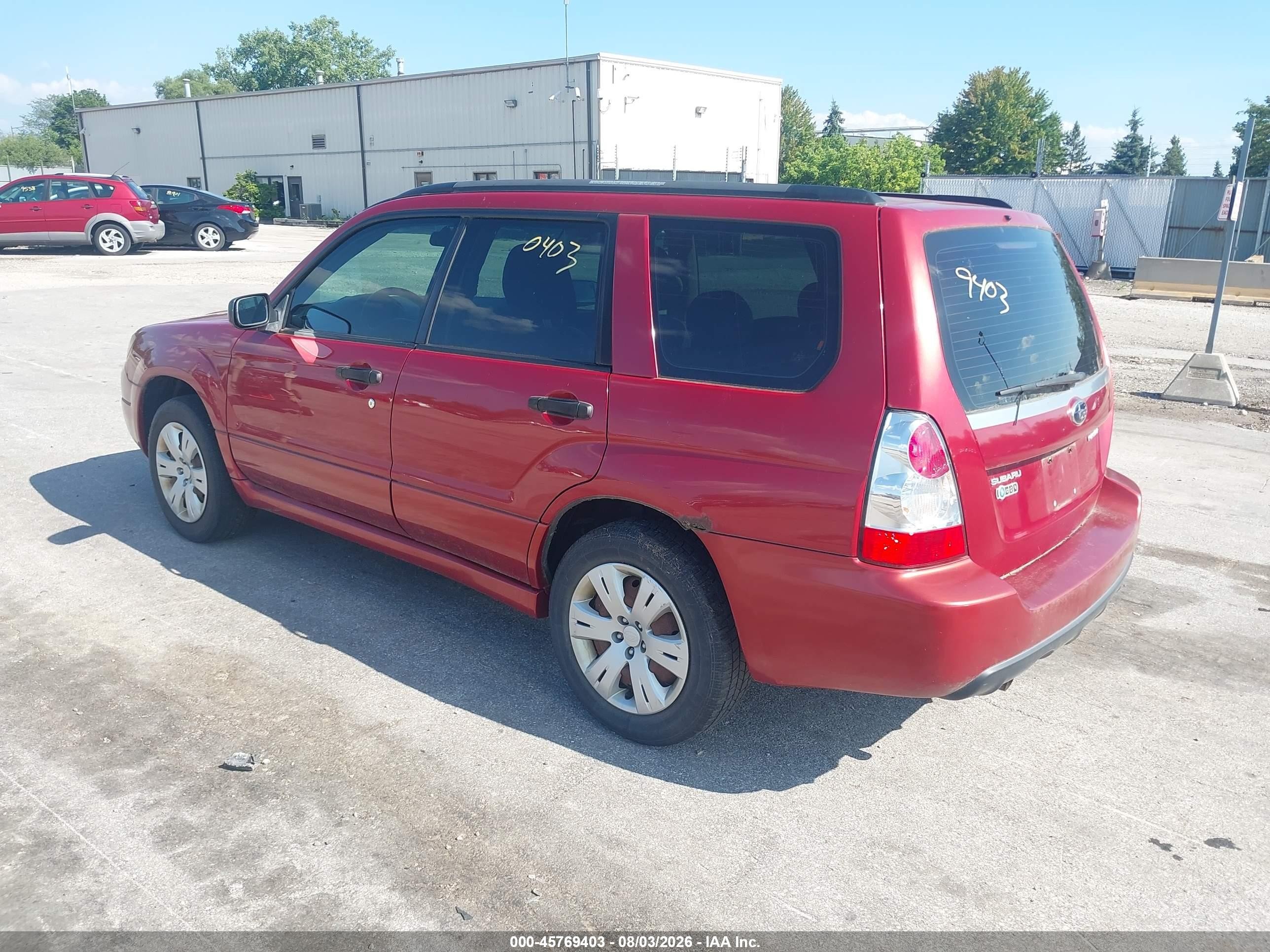 2008 Subaru Forester 2.5x Red vin: JF1SG636X8H712042