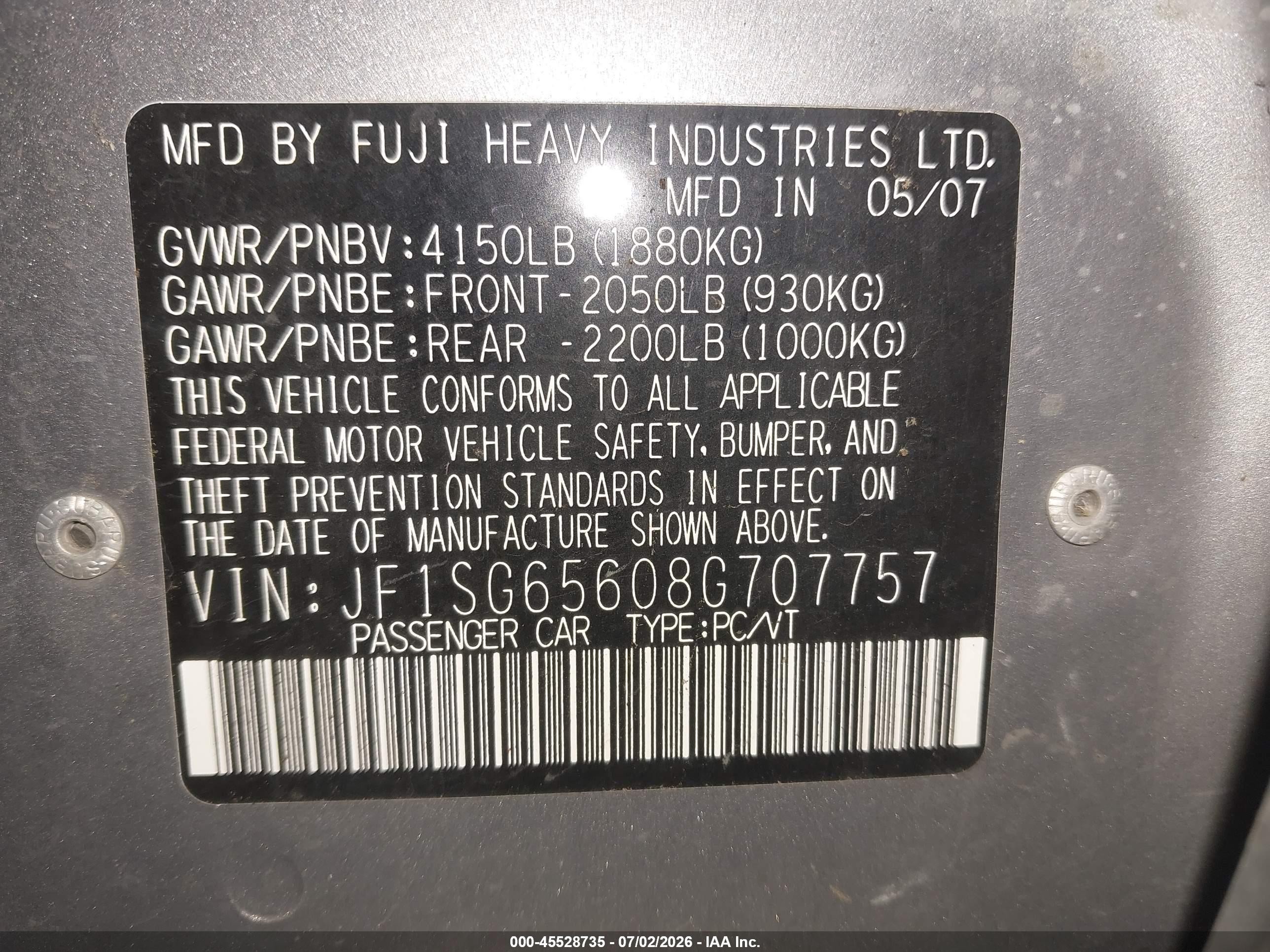 2008 Subaru Forester 2.5x Silver vin: JF1SG65608G707757