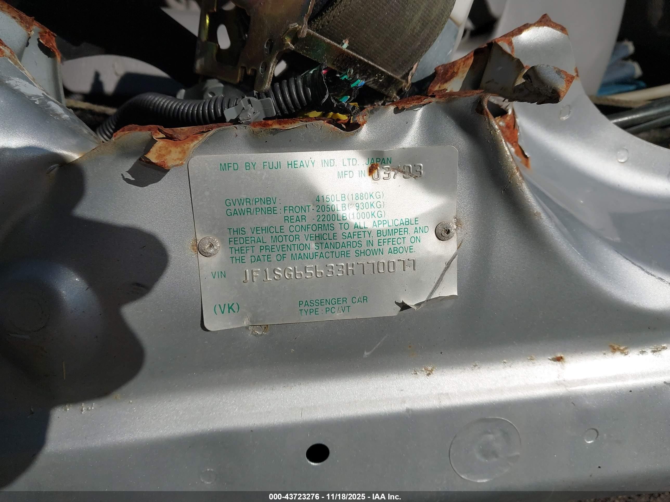 2003 Subaru Forester Xs Серебряный vin: JF1SG65633H770077
