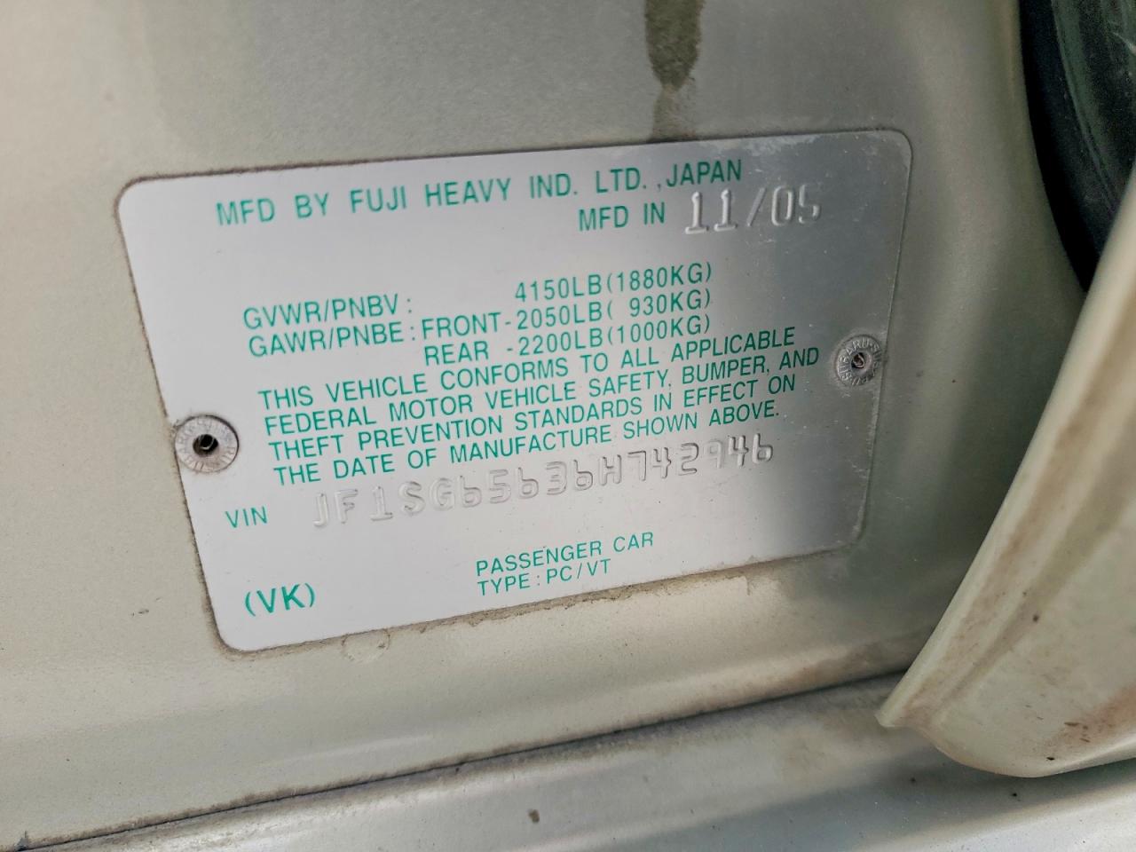 2006 Subaru Forester 2.5x Premium Green vin: JF1SG65636H742946