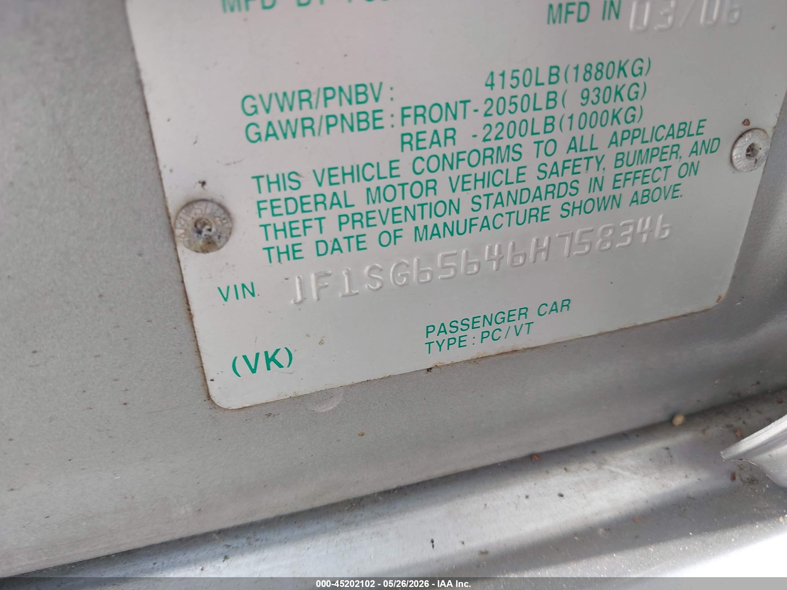 2006 Subaru Forester 2.5x Gray vin: JF1SG65646H758346