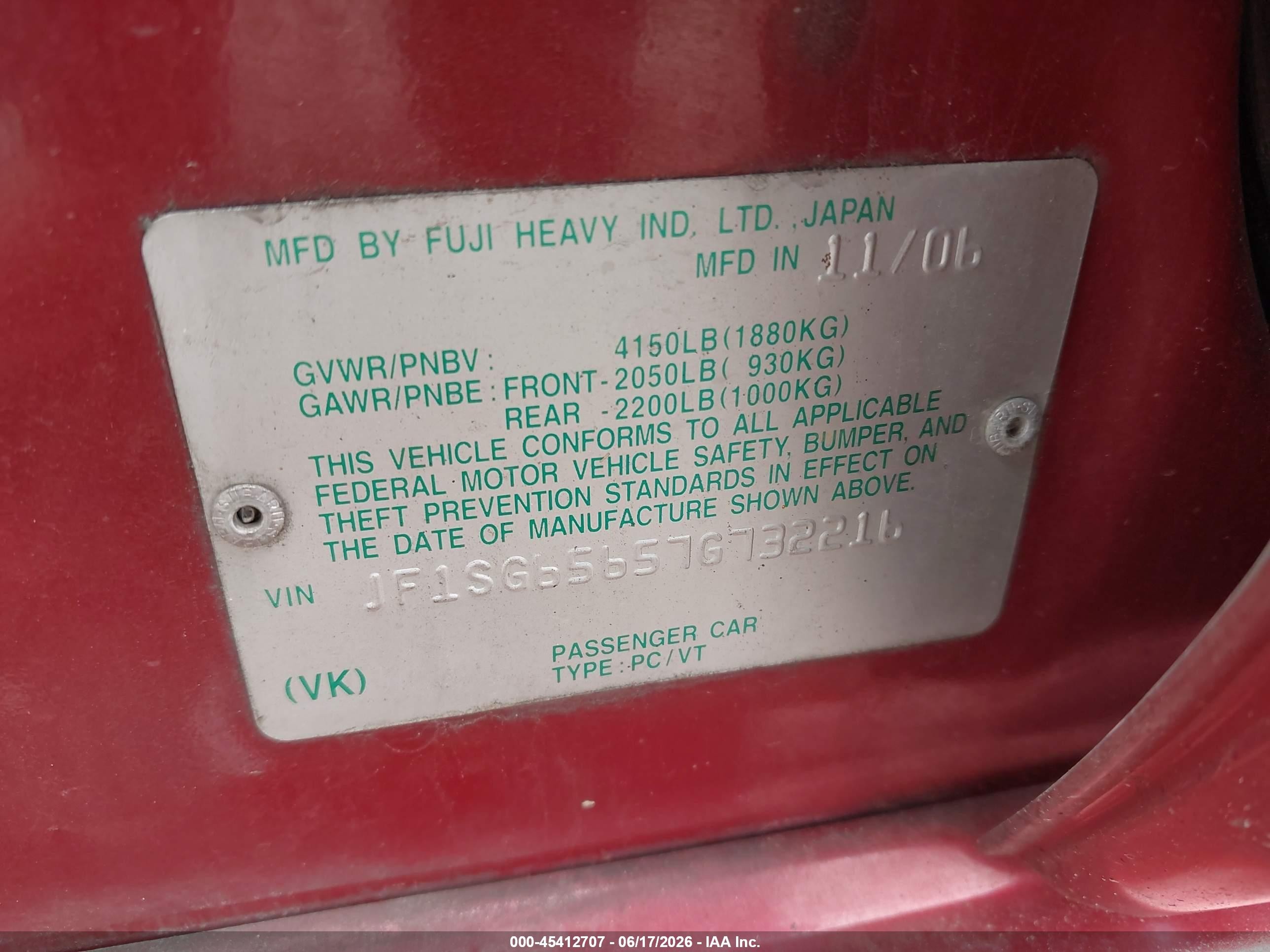 2007 Subaru Forester 2.5x Red vin: JF1SG65657G732216
