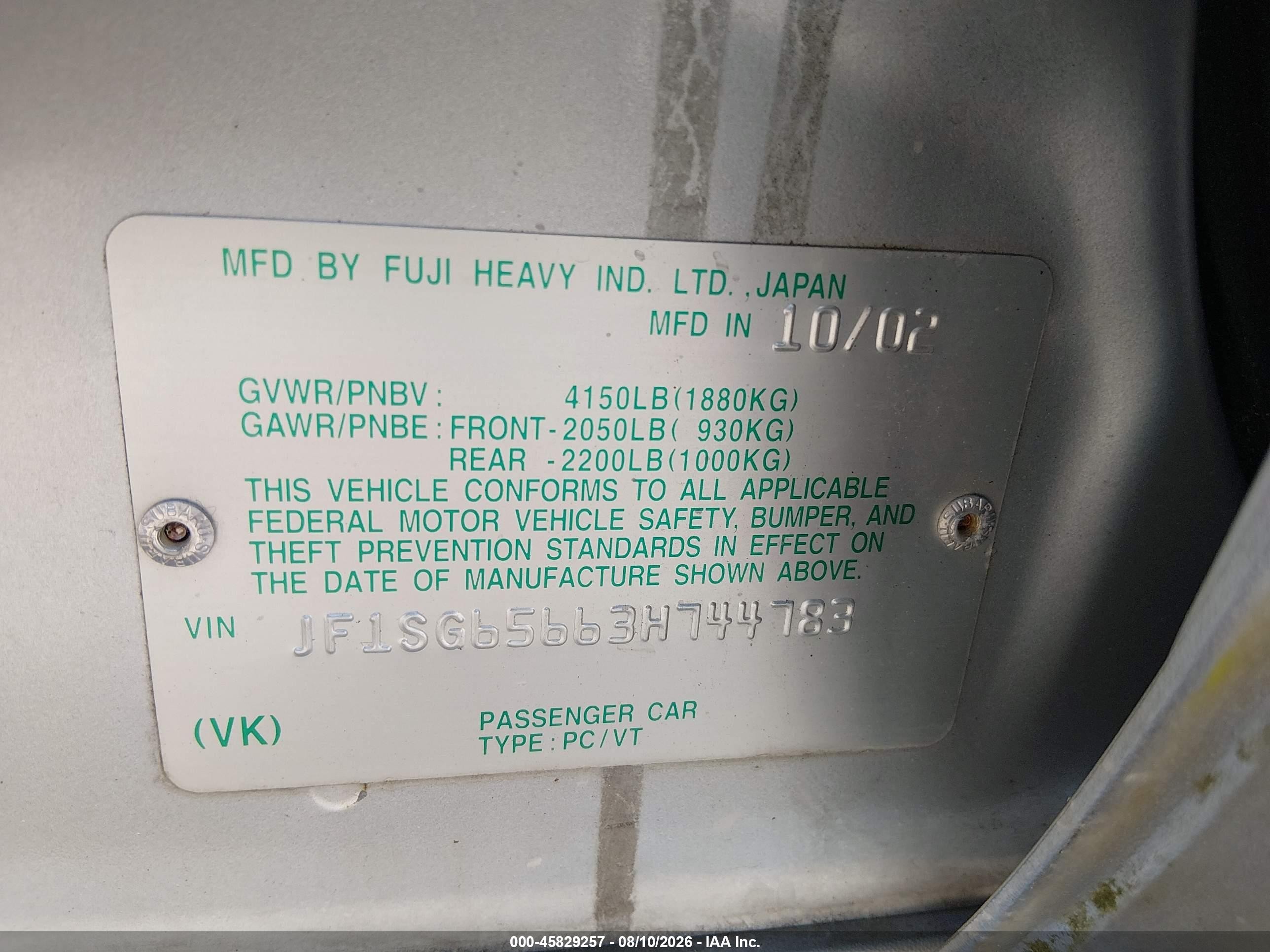 2003 Subaru Forester Xs Silver vin: JF1SG65663H744783