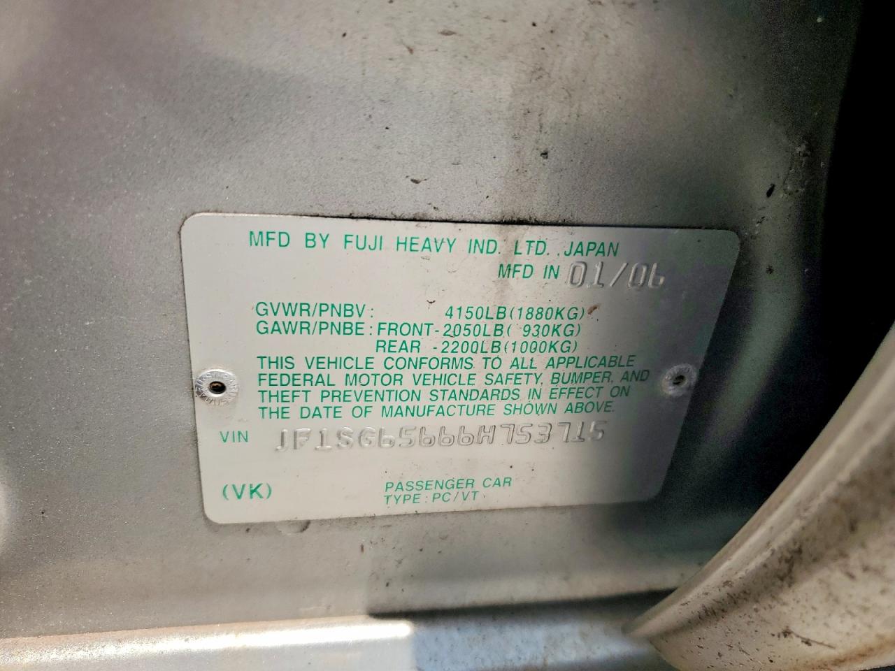 2006 Subaru Forester 2.5x Premium Silver vin: JF1SG65666H753715