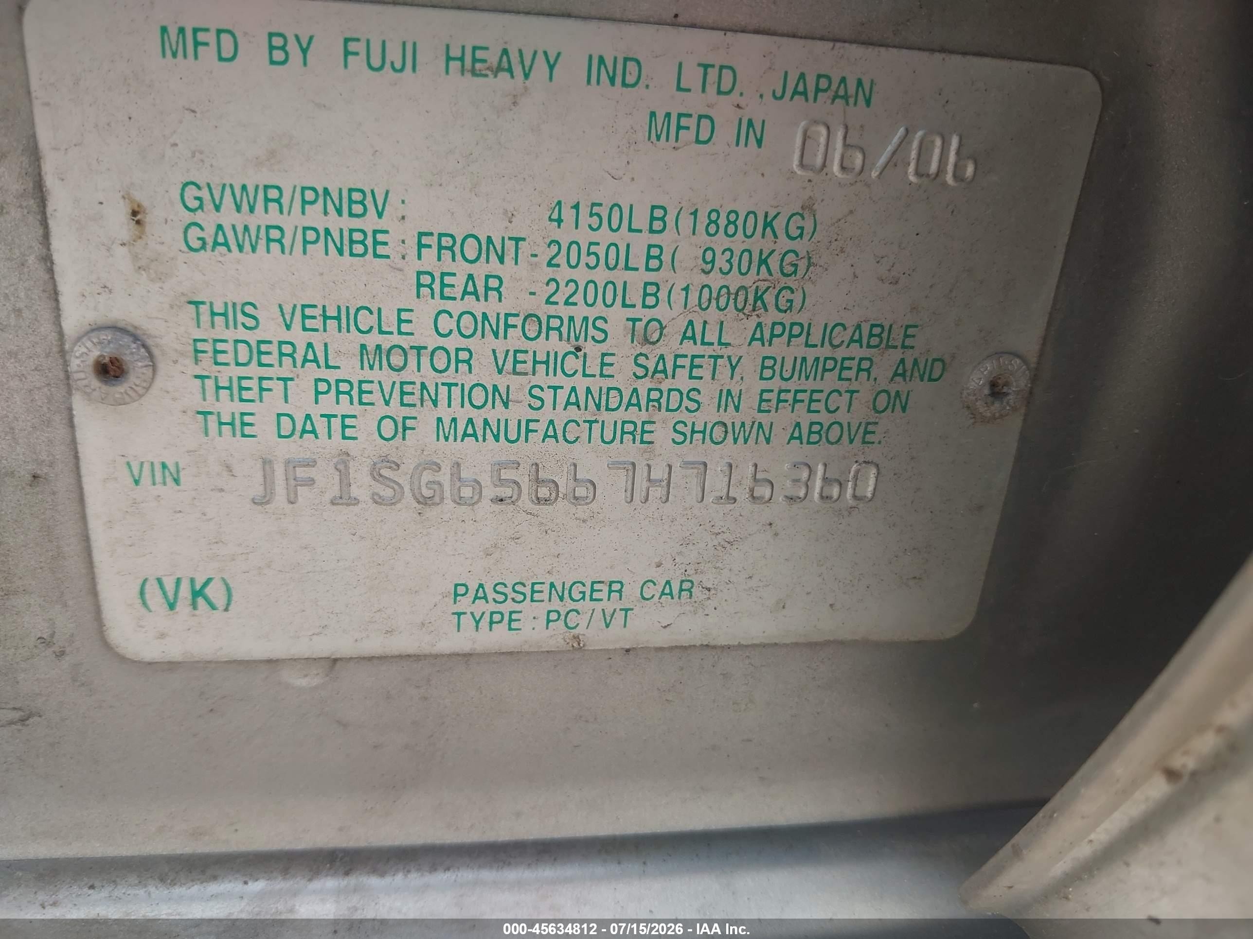 2007 Subaru Forester 2.5x Silver vin: JF1SG65667H716360