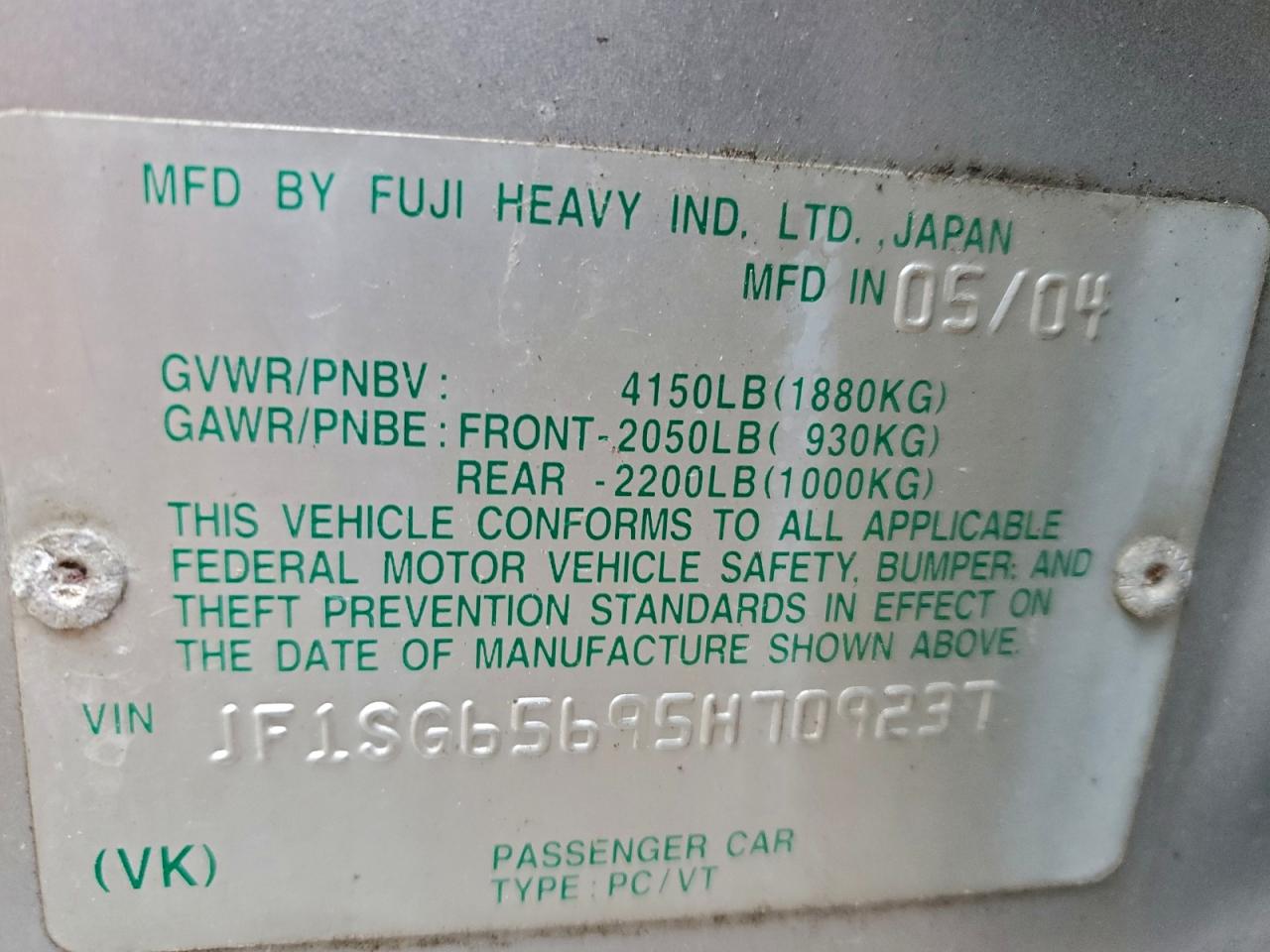 2005 Subaru Forester 2.5xs Silver vin: JF1SG65695H709237