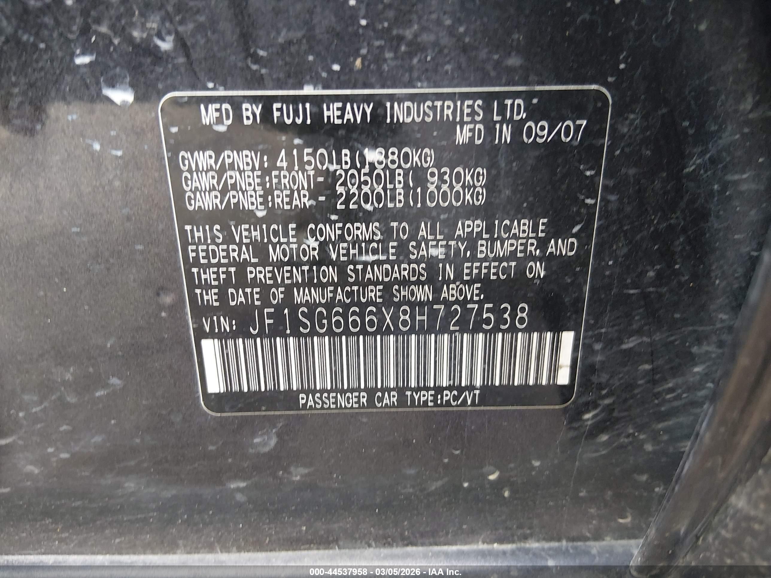 2008 Subaru Forester Sports 2.5x Черный vin: JF1SG666X8H727538