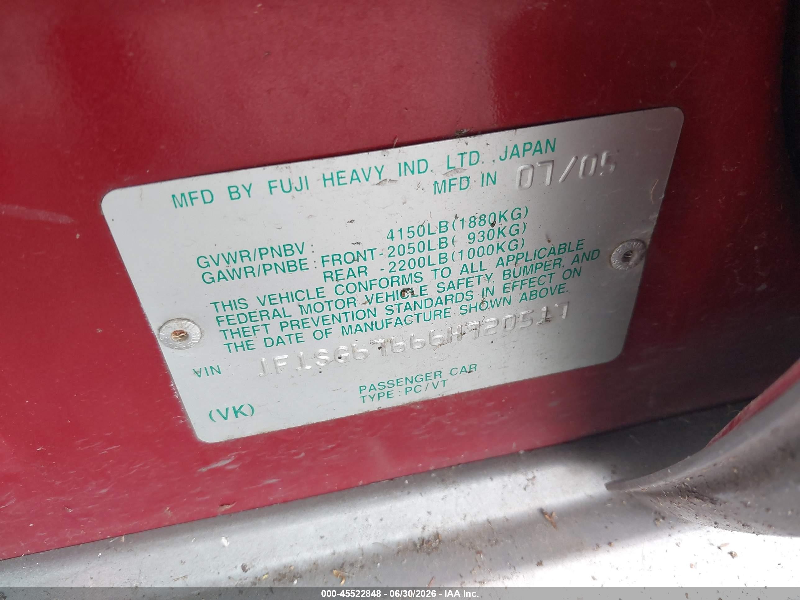 2006 Subaru Forester 2.5x L.l. Bean Edition Красный vin: JF1SG67666H720517