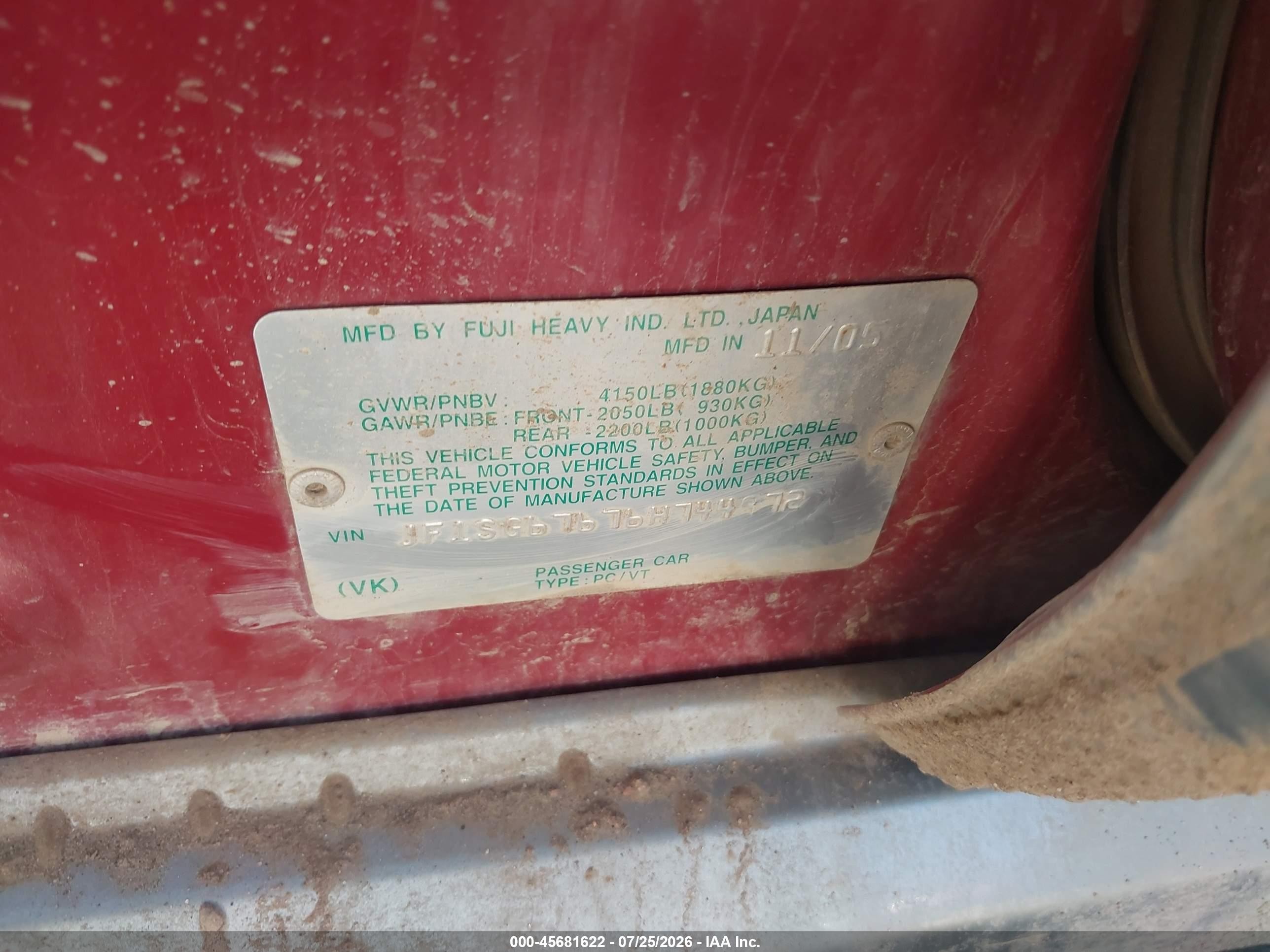 2006 Subaru Forester 2.5x L.l. Bean Edition Красный vin: JF1SG67676H744972