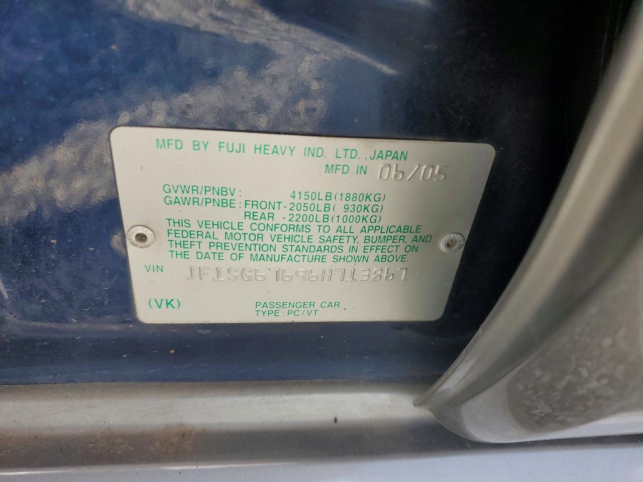 2006 Subaru Forester 2.5x Ll Bean Blue vin: JF1SG67696H713867