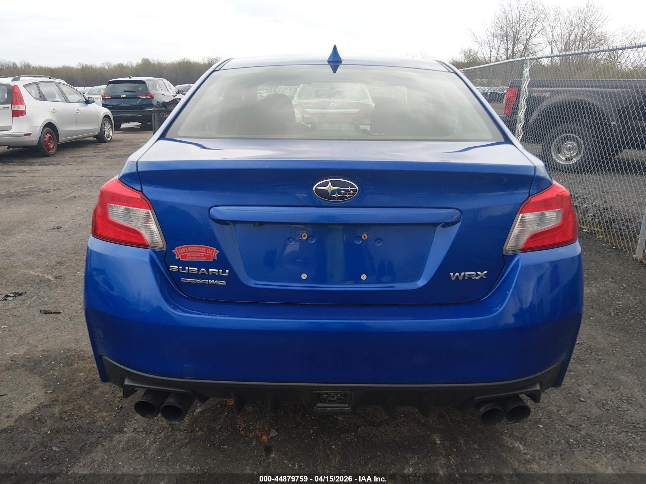 2015 Subaru Wrx   Blue vin: JF1VA1A61F9834963
