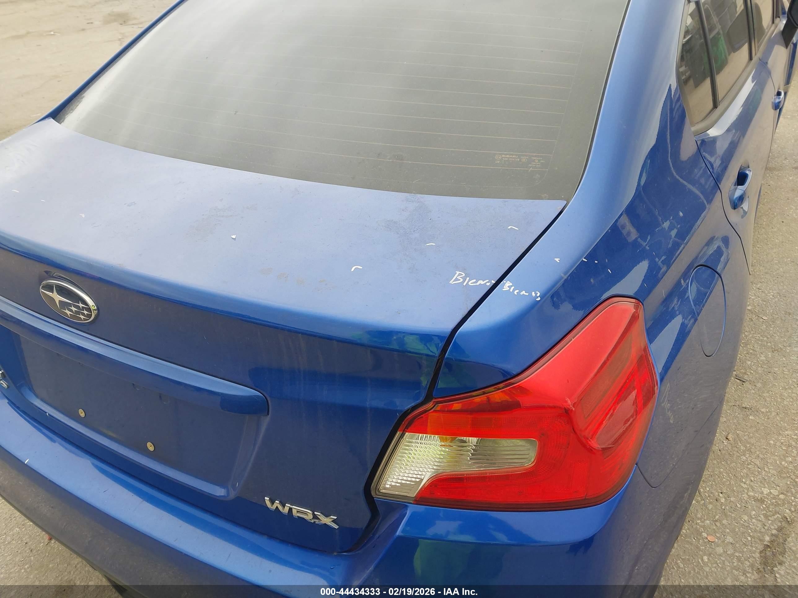 2015 Subaru Wrx Blue vin: JF1VA1A61F9835515