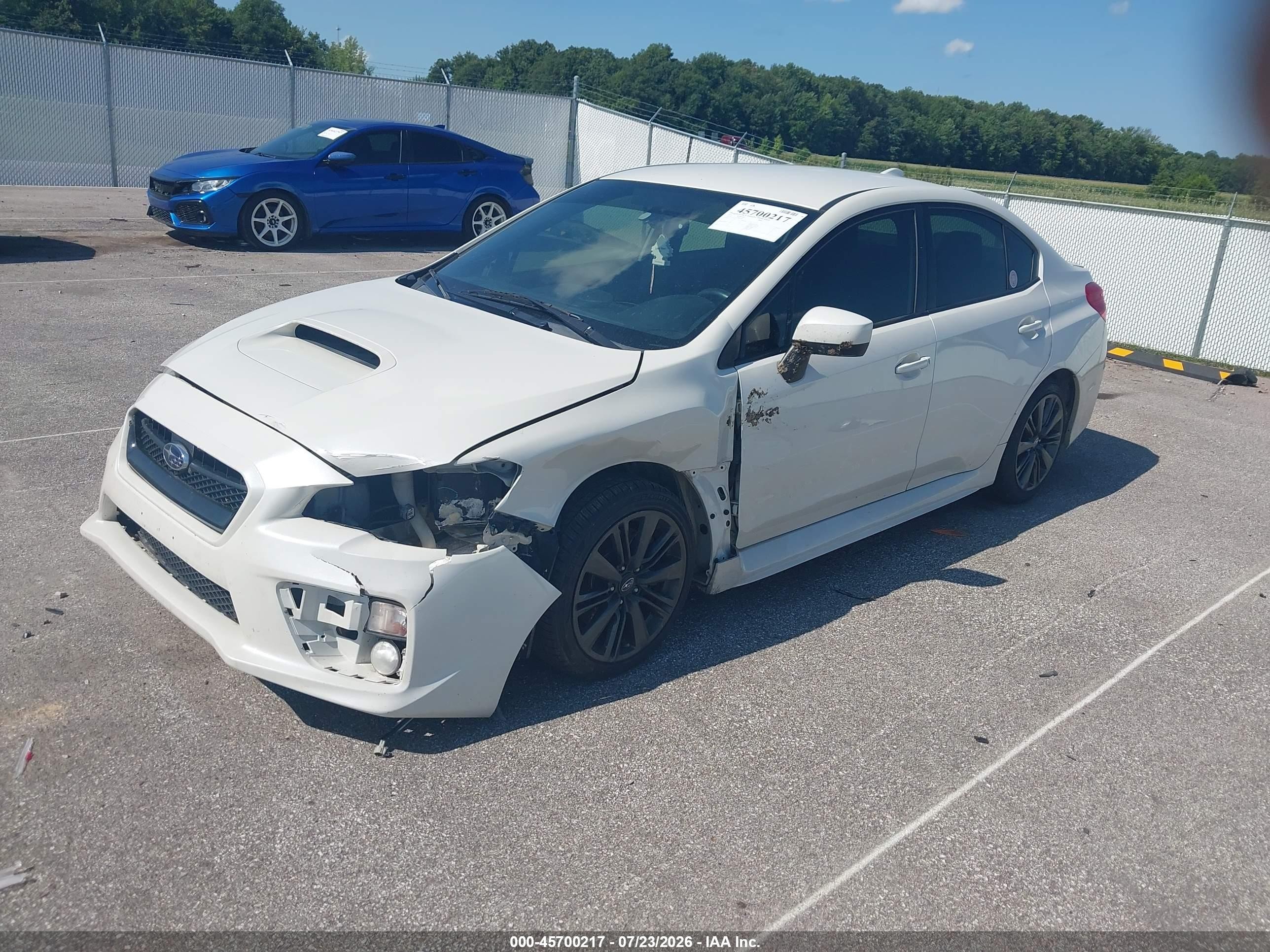 2015 Subaru Wrx   White vin: JF1VA1A62F9834499