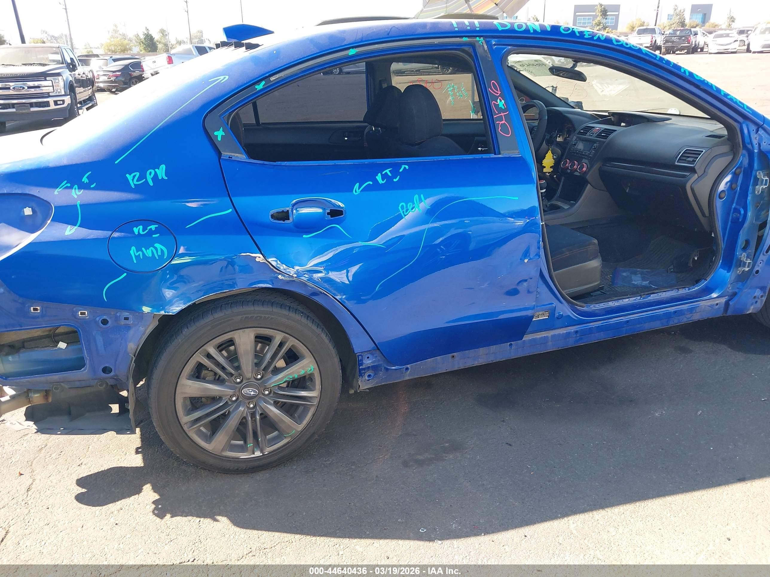 2015 Subaru Wrx   Синий vin: JF1VA1A63F9802774