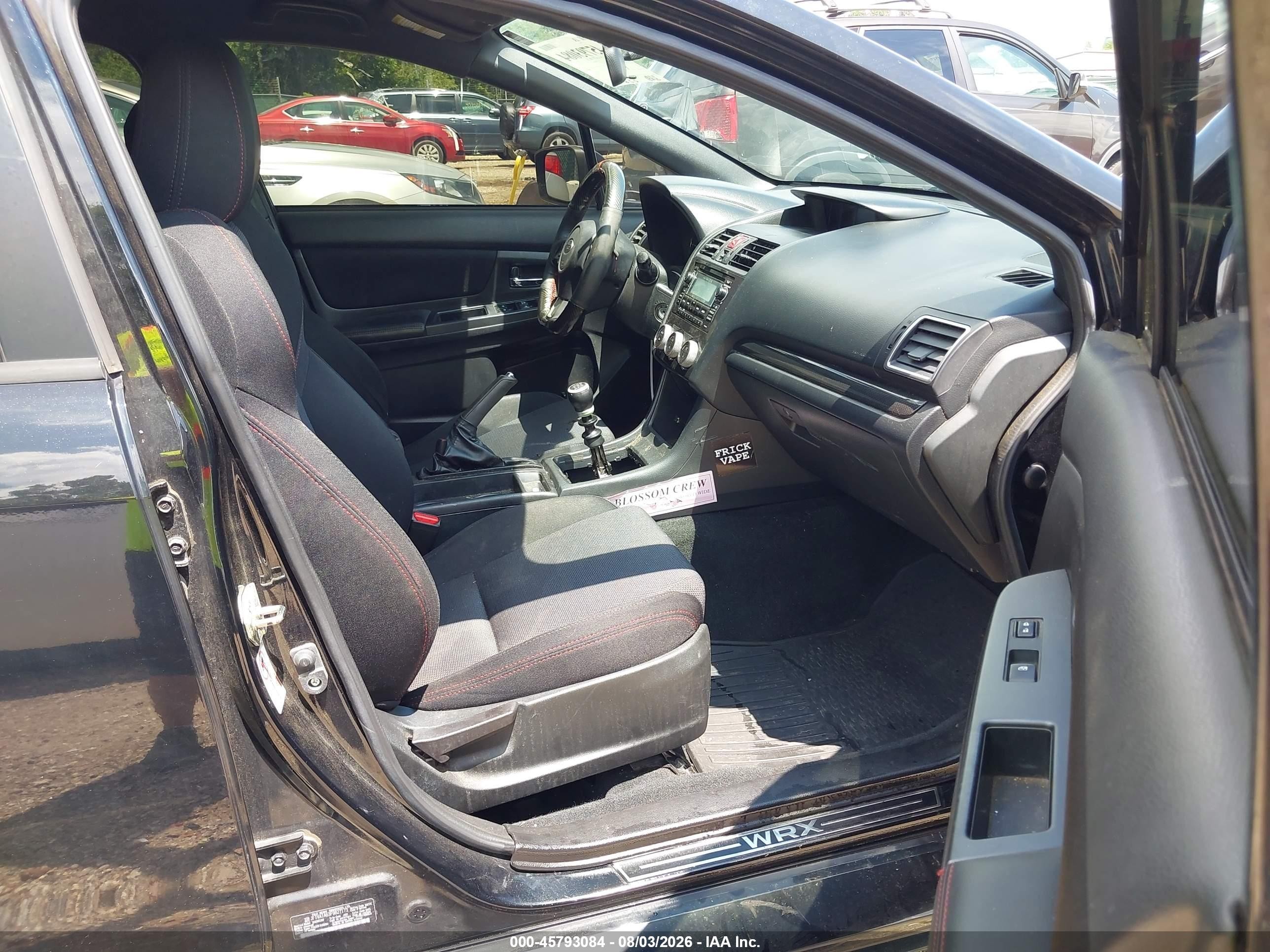 2015 Subaru Wrx   Black vin: JF1VA1A63F9827173