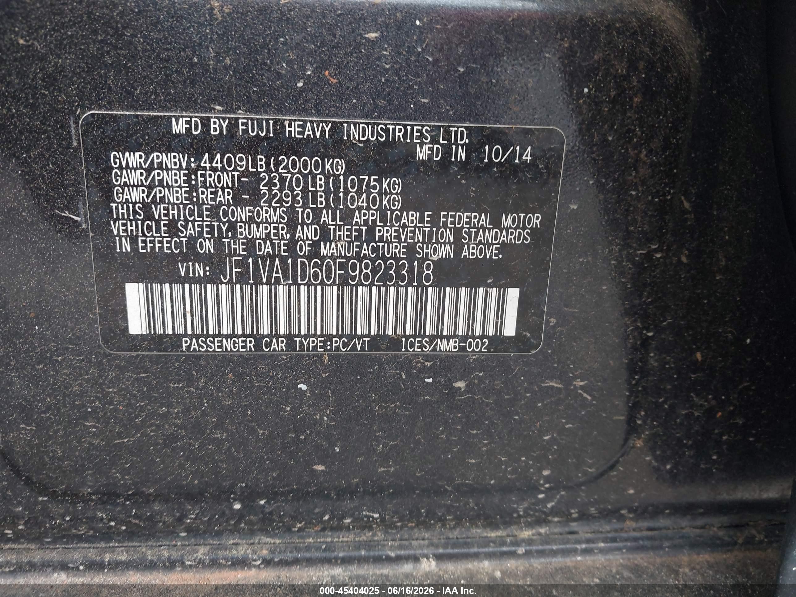 2015 Subaru Wrx Premium Gray vin: JF1VA1D60F9823318
