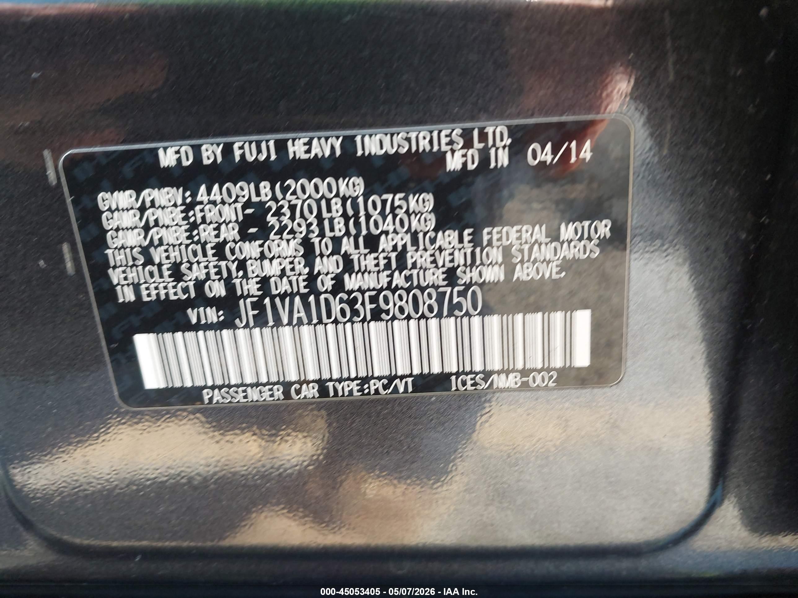 2015 Subaru Wrx Premium Black vin: JF1VA1D63F9808750