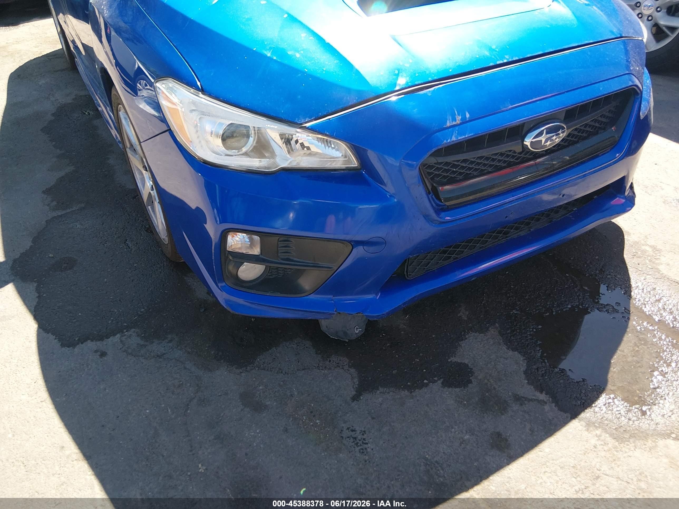 2015 Subaru Wrx Premium Blue vin: JF1VA1D68F8834377