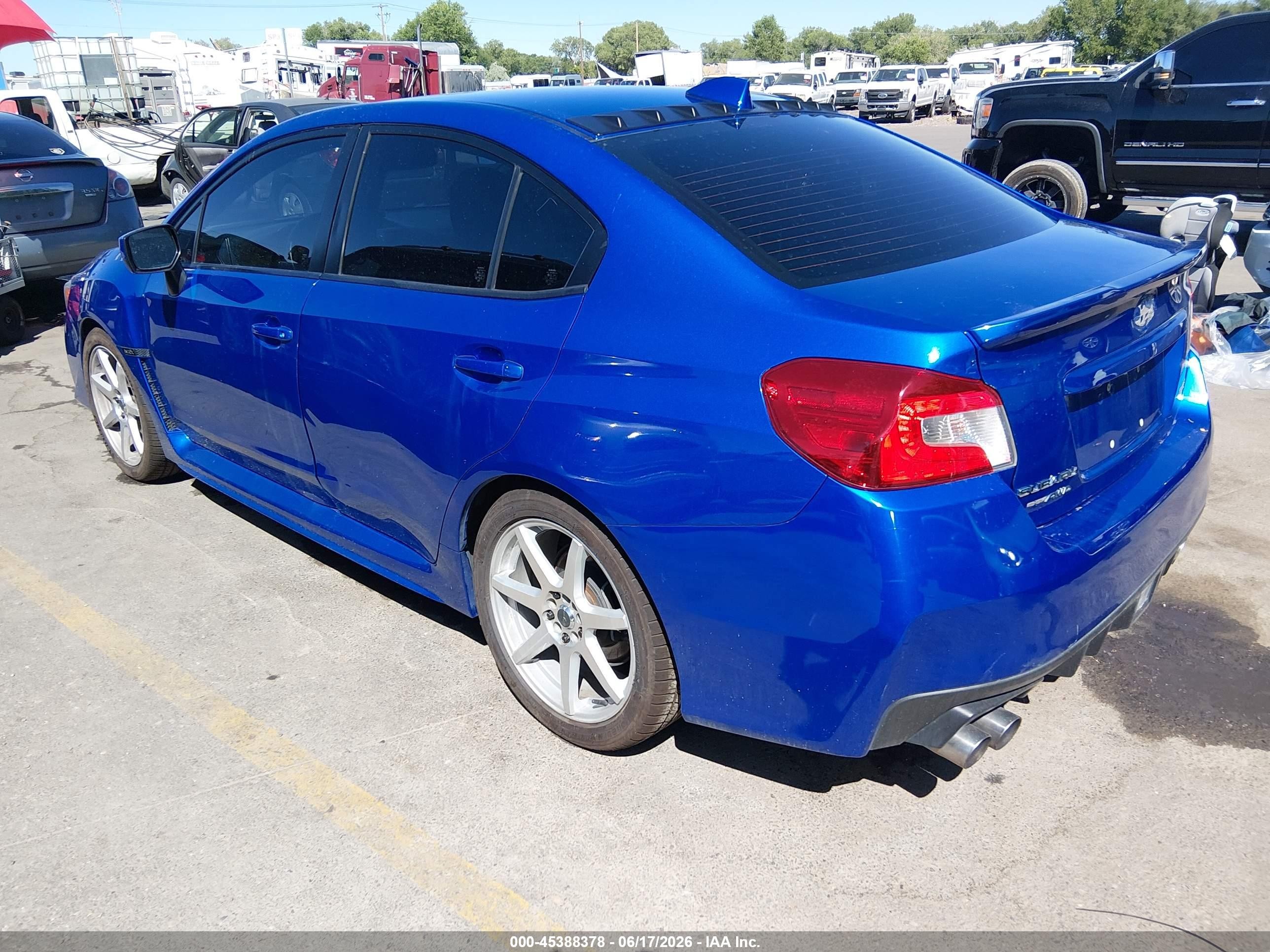 2015 Subaru Wrx Premium Blue vin: JF1VA1D68F8834377