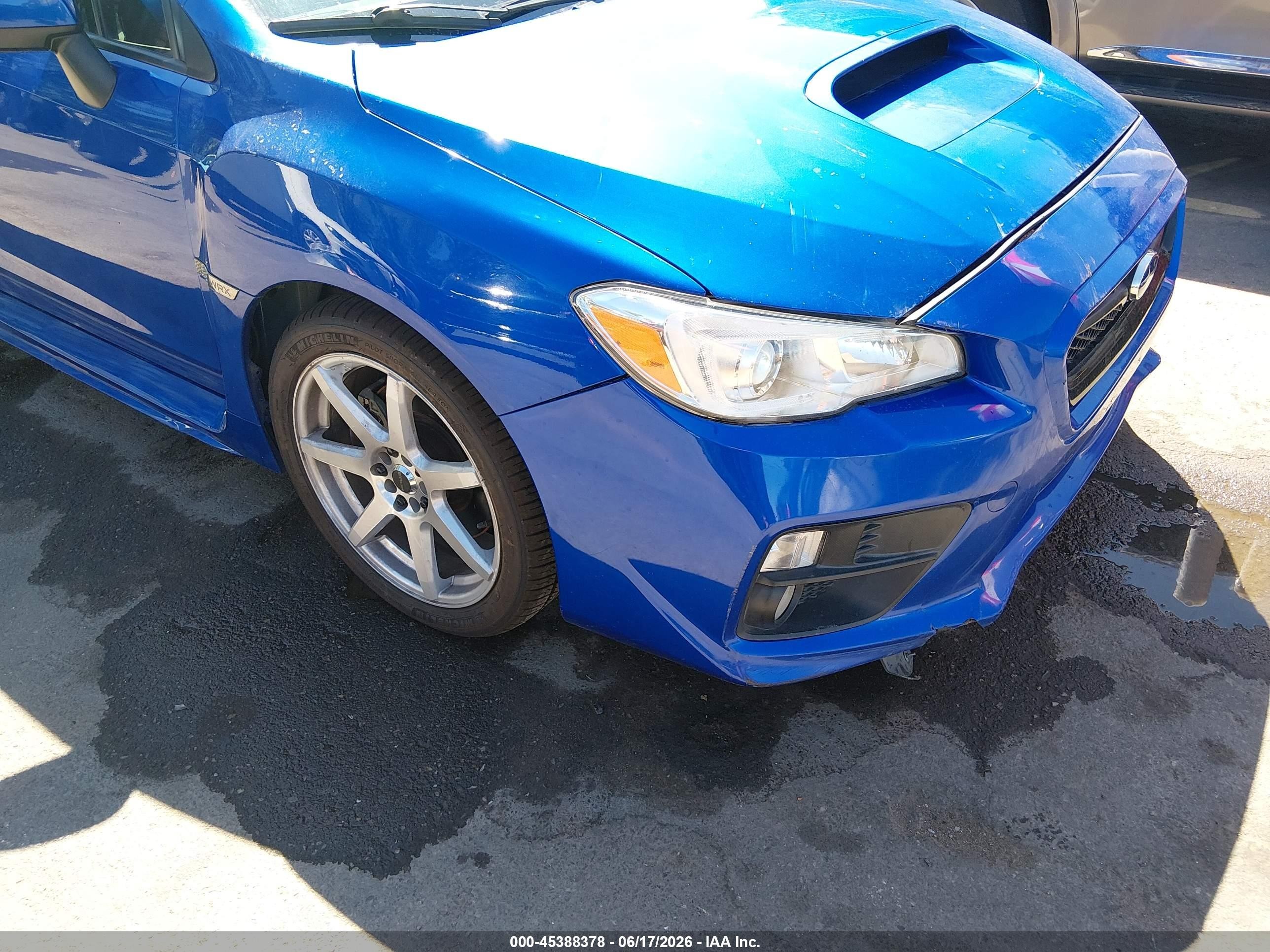 2015 Subaru Wrx Premium Blue vin: JF1VA1D68F8834377