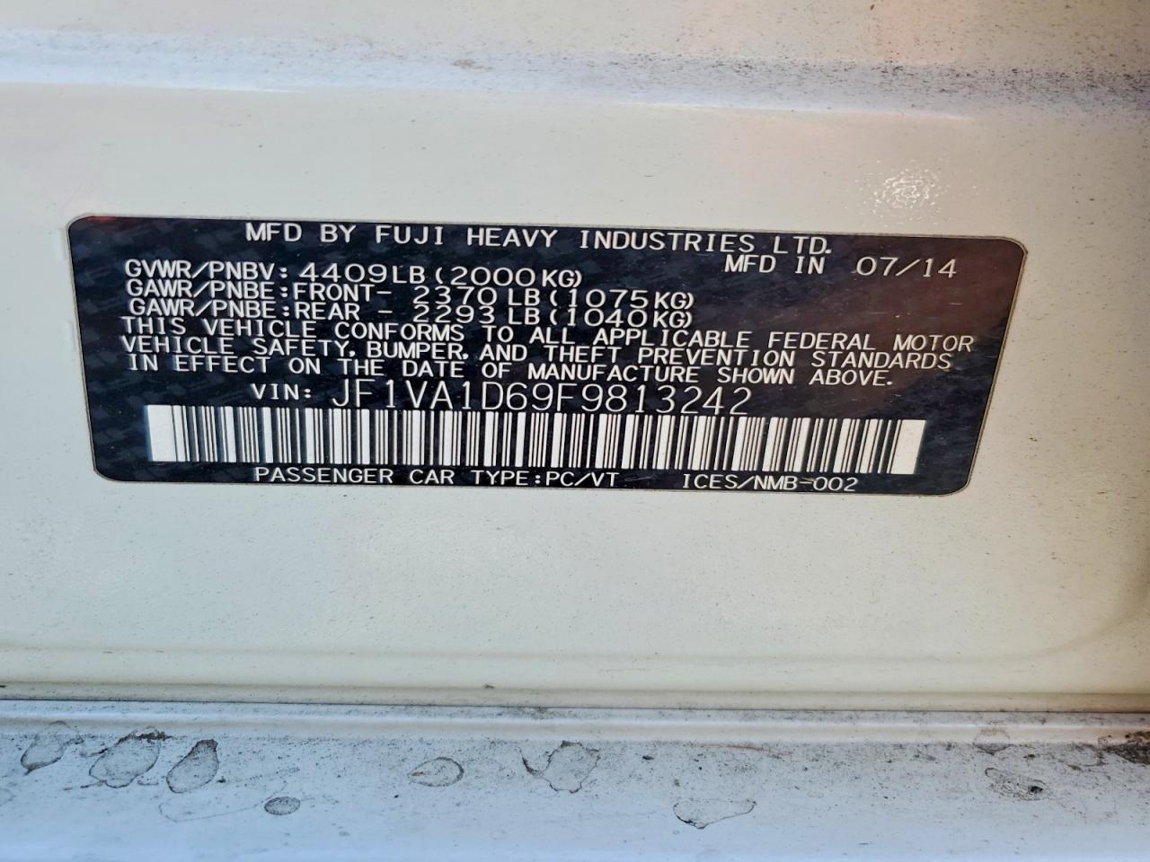 2015 Subaru Wrx Premium White vin: JF1VA1D69F9813242